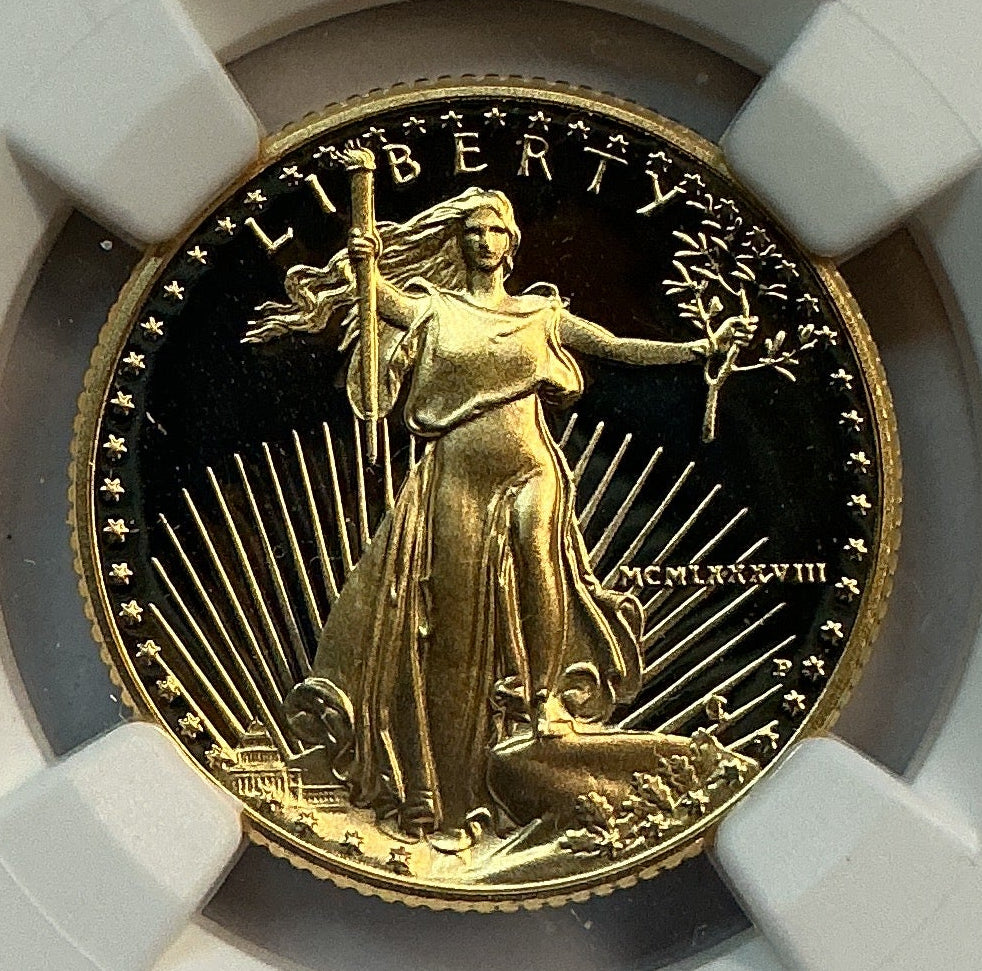 1988-P $10, Proof Gold American Eagle Coin, 1/4 OZT, NGC PF 69, Store #GMC274