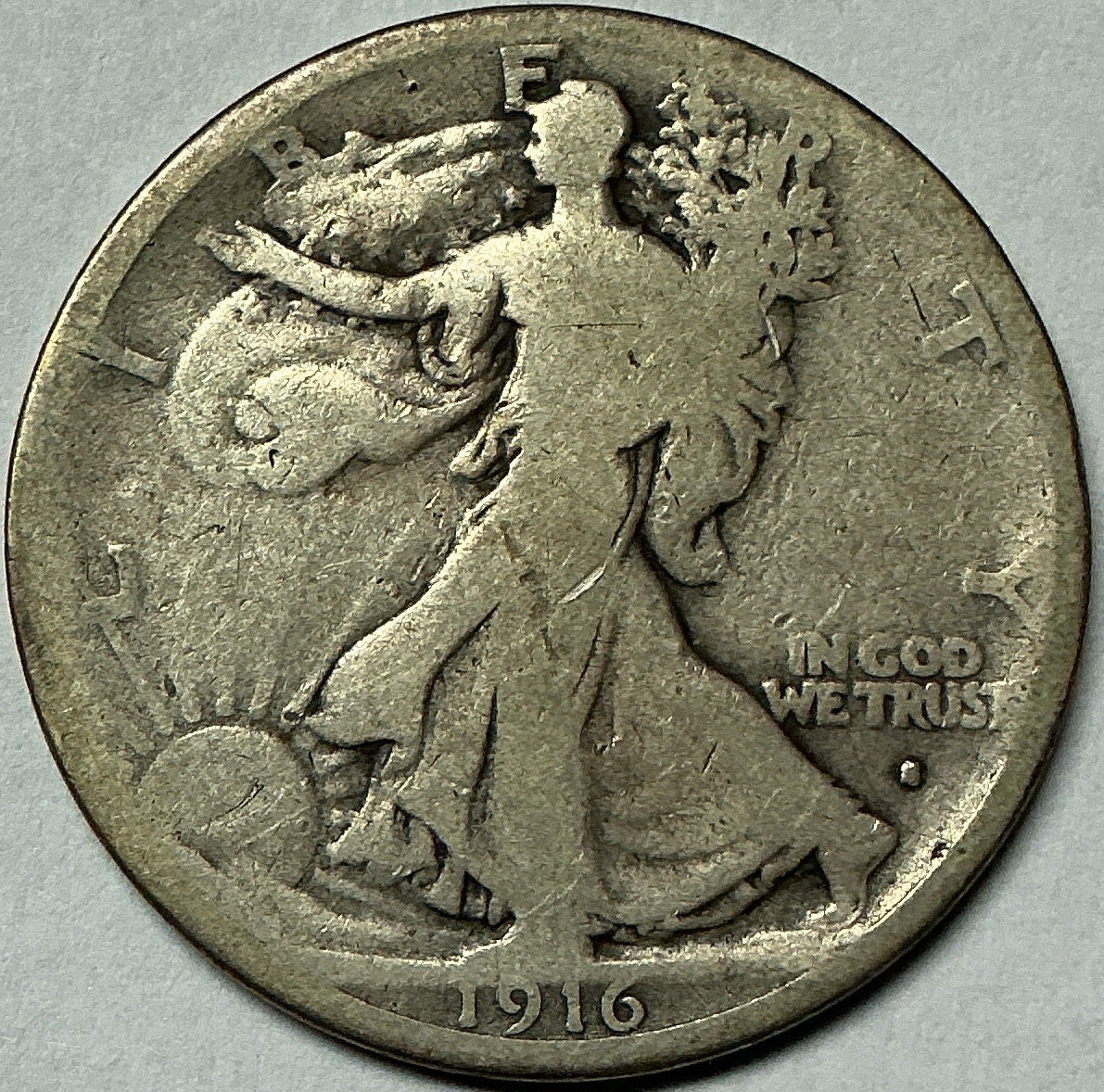 1916-S Walking Liberty Half Dollar, Very Good Circulated Coin, Store #HR2042