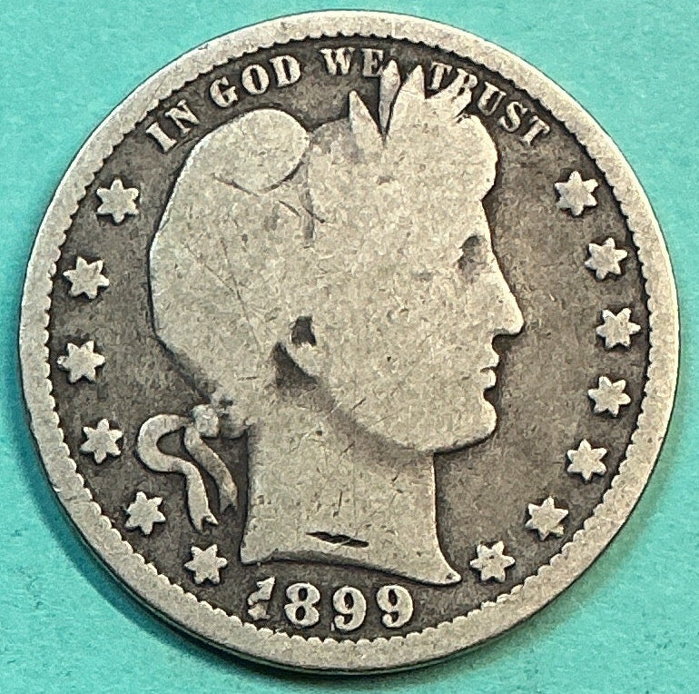 1899 Barber Quarter., Good Circulated Details., Store#QR1216