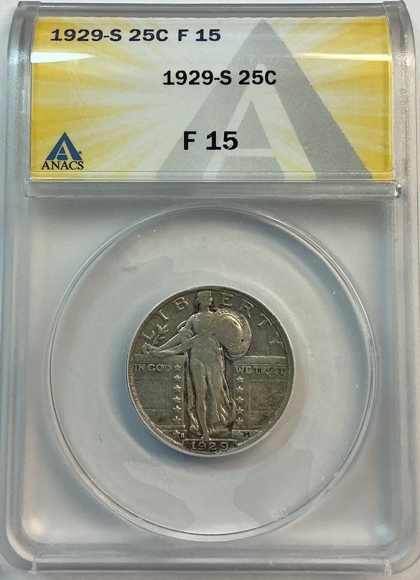 1929-S Standing Liberty Quarter, ANACS F-15, Store #QR1636