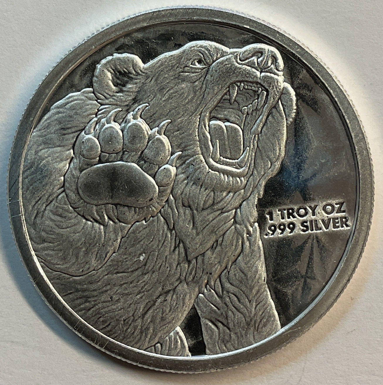 .999 silver, 1 Troy Ounce, Bull & Bear Silver Round Bullion, Store #SR024