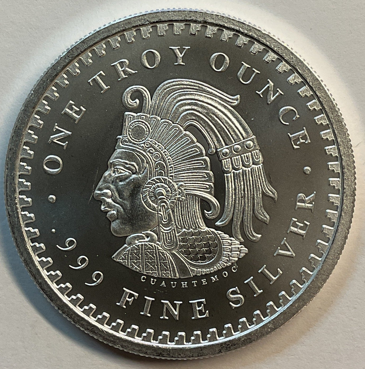 .999 silver, 1 Troy Ounce, Aztec Calendar Silver Round Bullion, Store #SR025