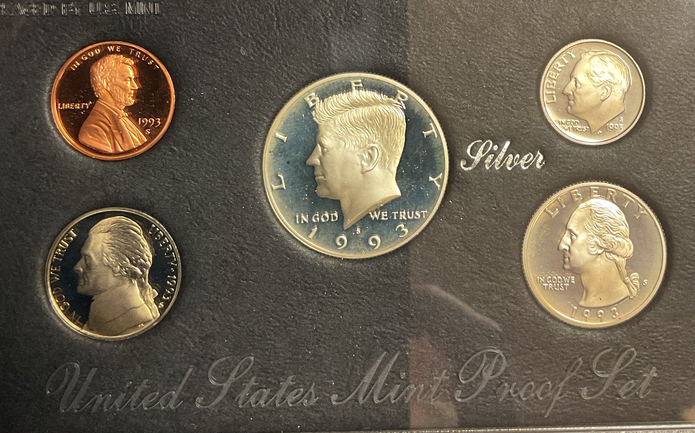 1993 5 Coin Silver Premier Silver Proof Set. U.S. Mint C.O.A, Store #PT032