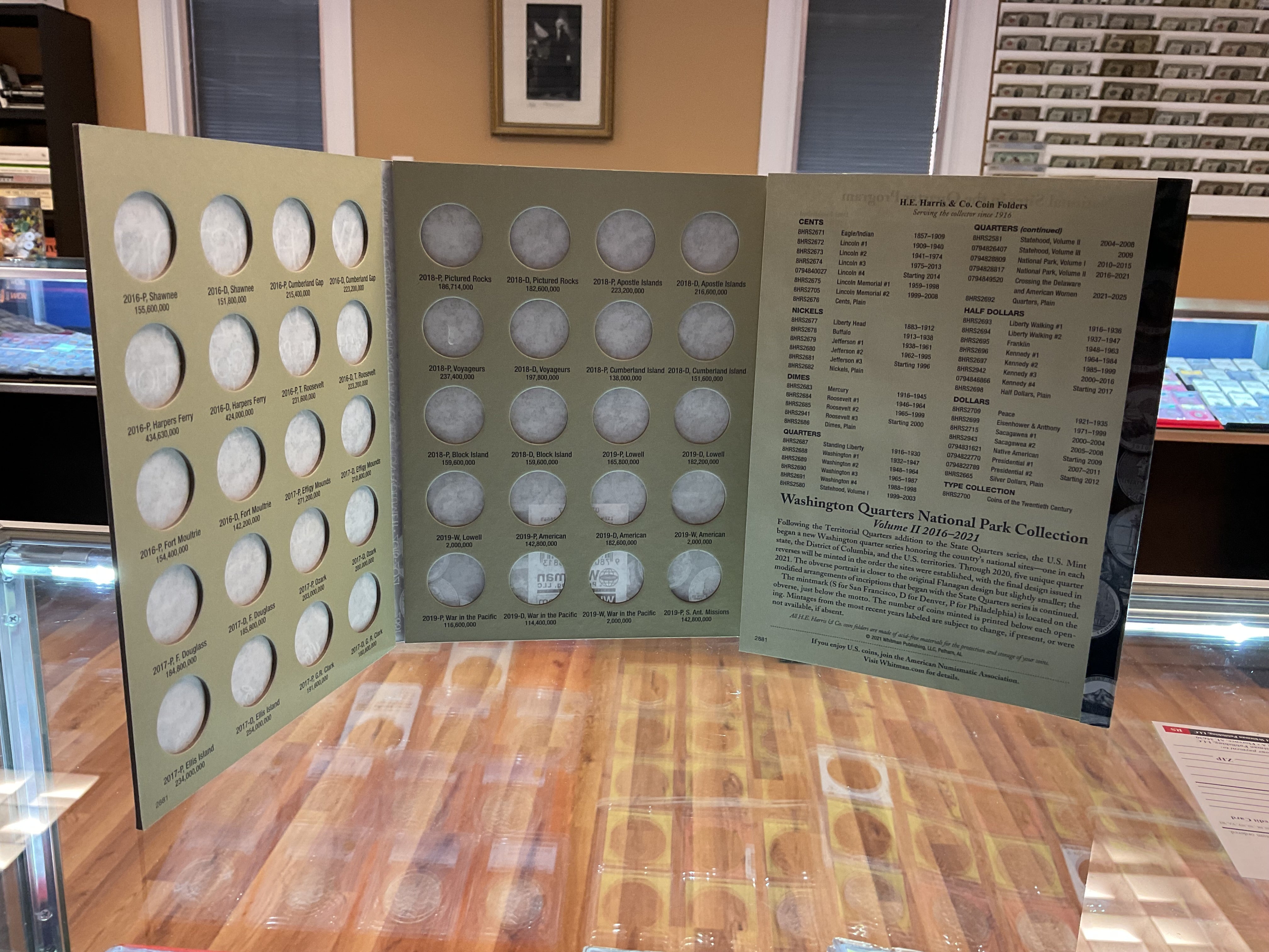 Washington Quarters, National Park Collection, Harris Coin Folder, Volume Two, Collections 2016-2021