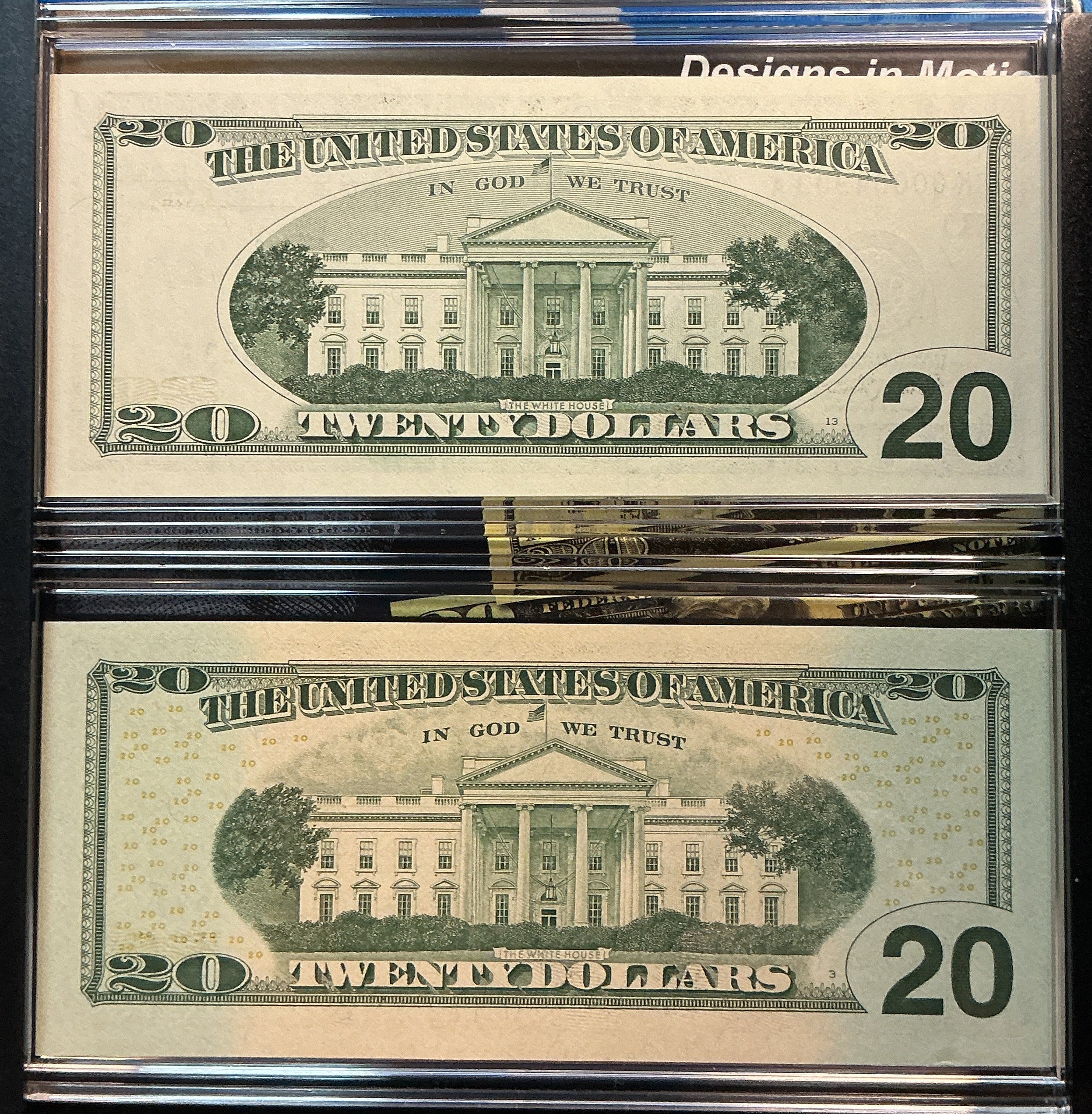 2001 & 2004, $20 Designs in Motion Set, Dept of Treasury-BEP, #FRN015
