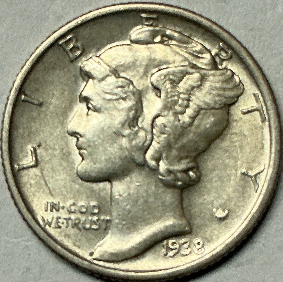1938-S Mercury Dime, About Uncirculated+ Coin, Store #DE0996