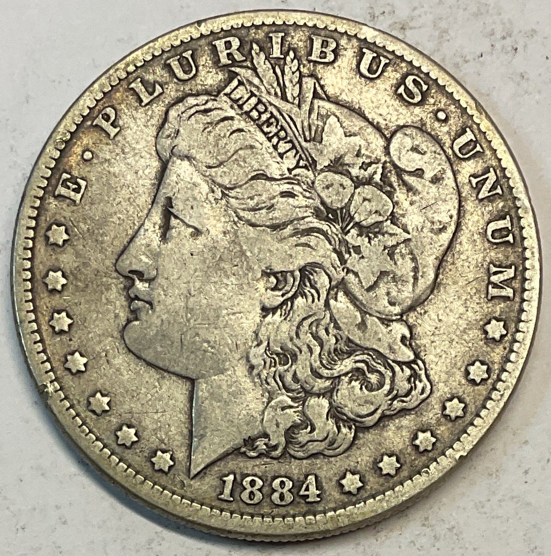 1884 Morgan Silver Dollar, Fine Circulated Coin, Store #DR0887