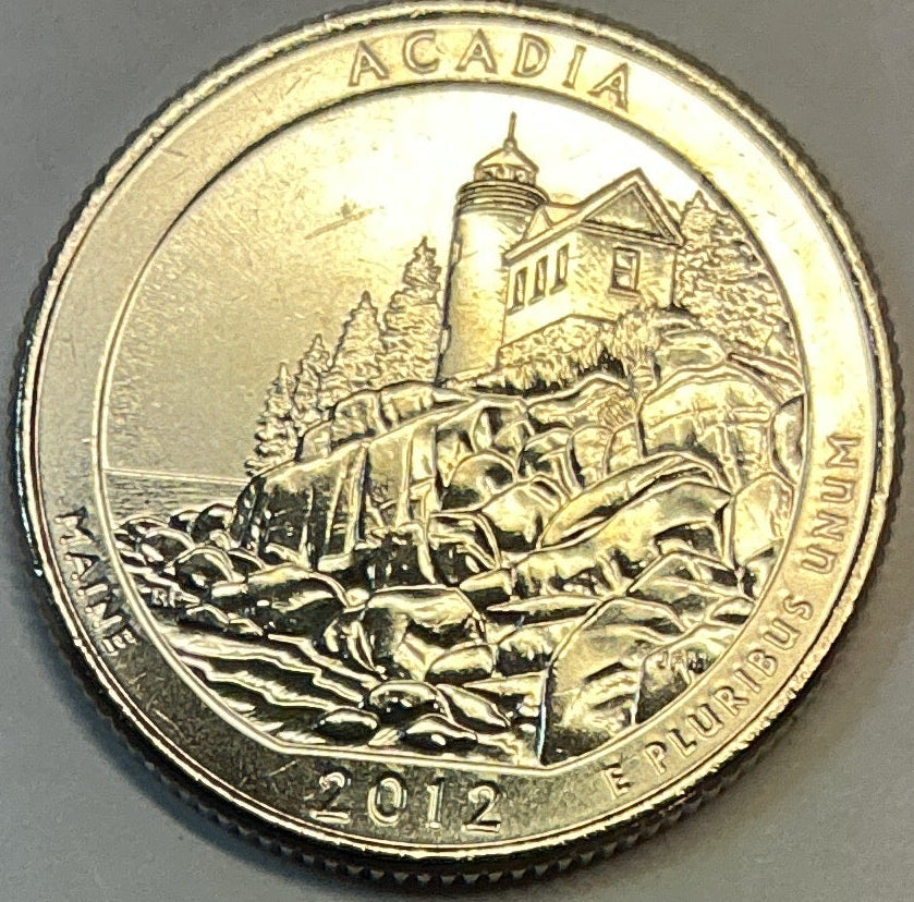 2012-D Brillant Uncirculated, Acadia National Park, Maine, Washington Quarter