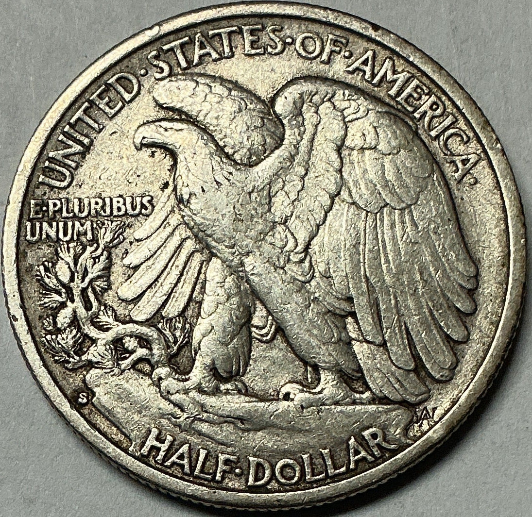 1935-S Walking Liberty Half Dollar, Extra Fine+ Circulated Coin, Store #HR2046