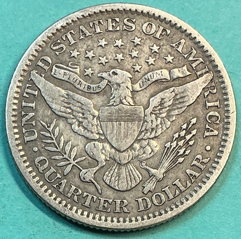 1907 Barber Quarter., Extra Fine Circulated Details., Store#QR1236