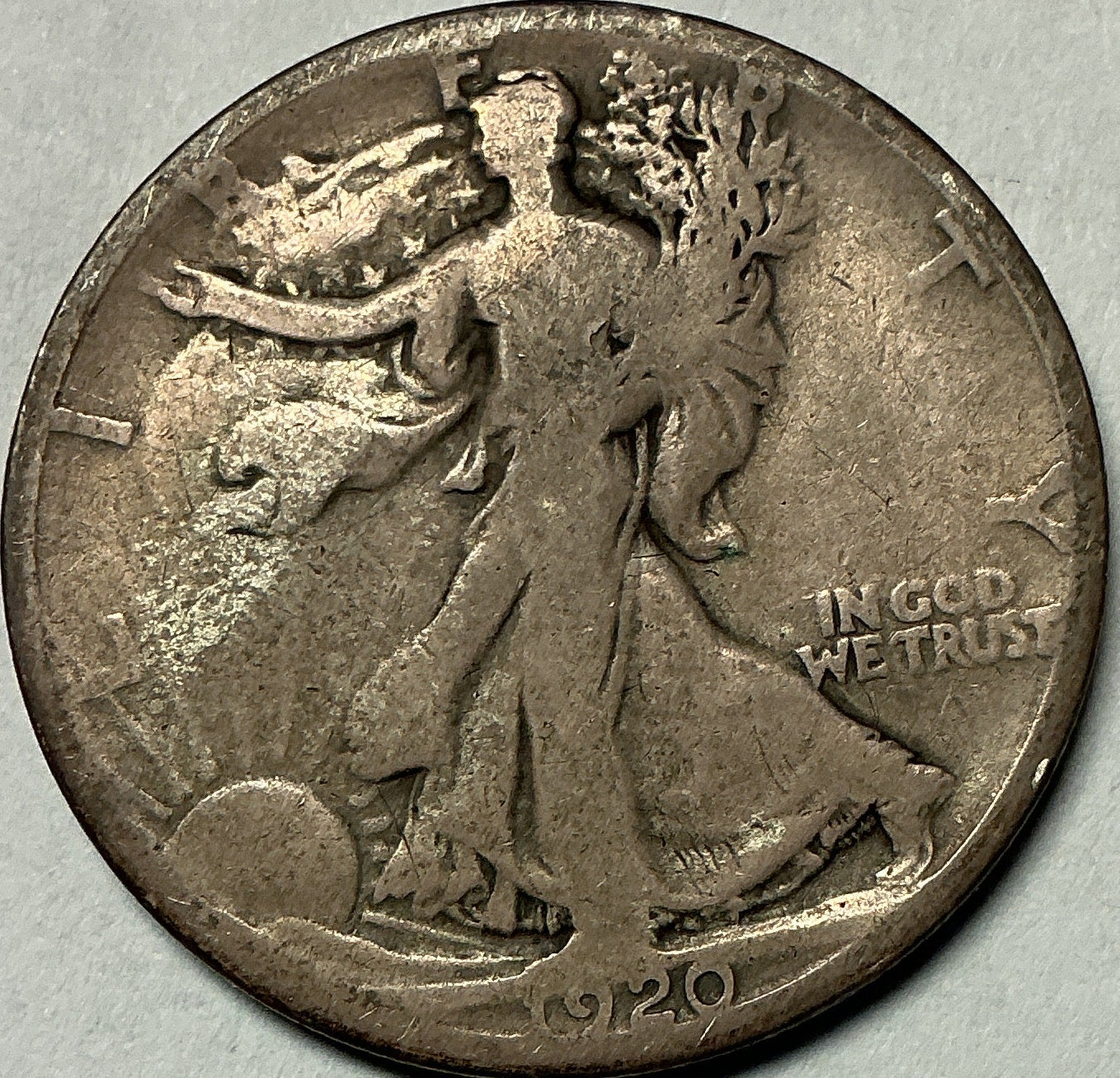 1920-S Walking Liberty Half Dollar, Very Good+ Circulated Coin, Store #HR2044