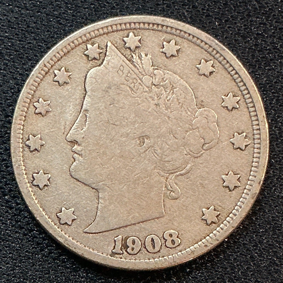 1908 Liberty Nickel, Very Good Circulated Coin, Store #NL903