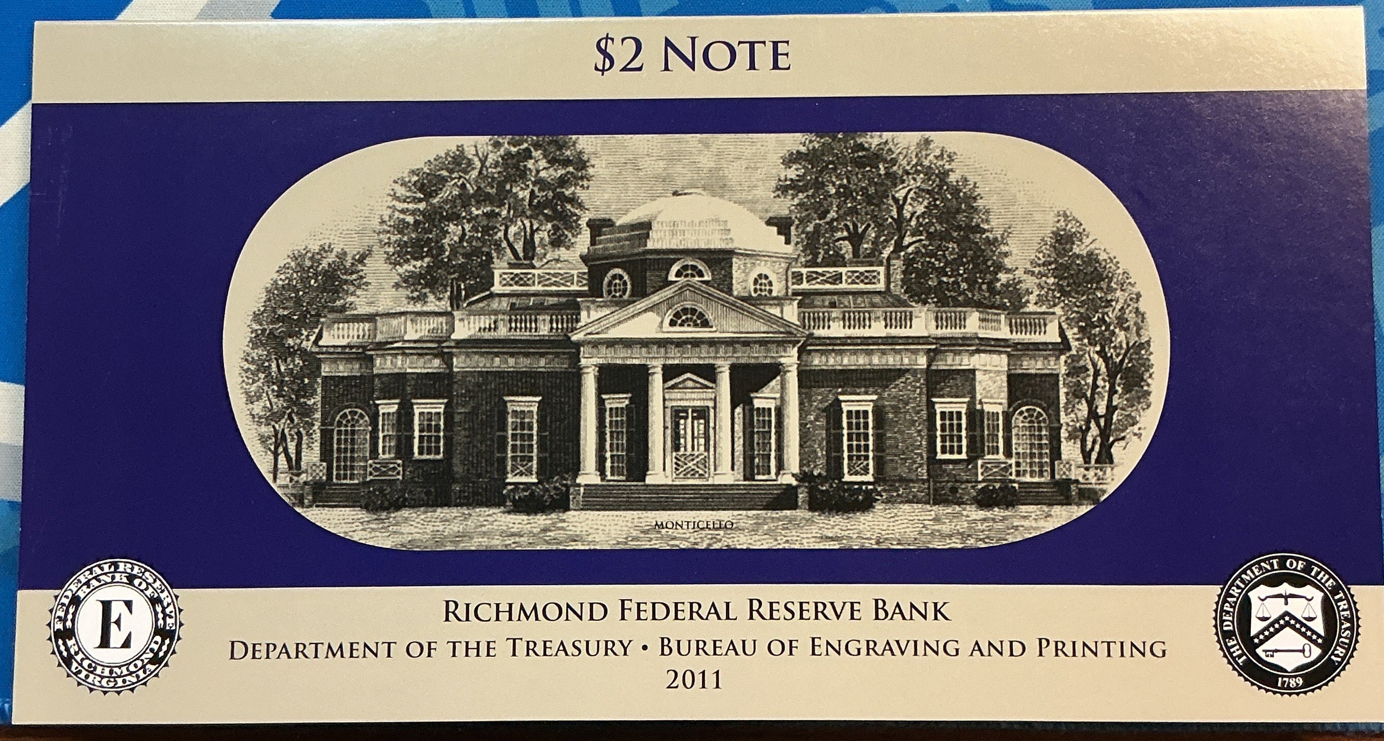 2011 Series, $2 Note, Richmond F.R.B., 2011 Serial Number, Store #FRN023
