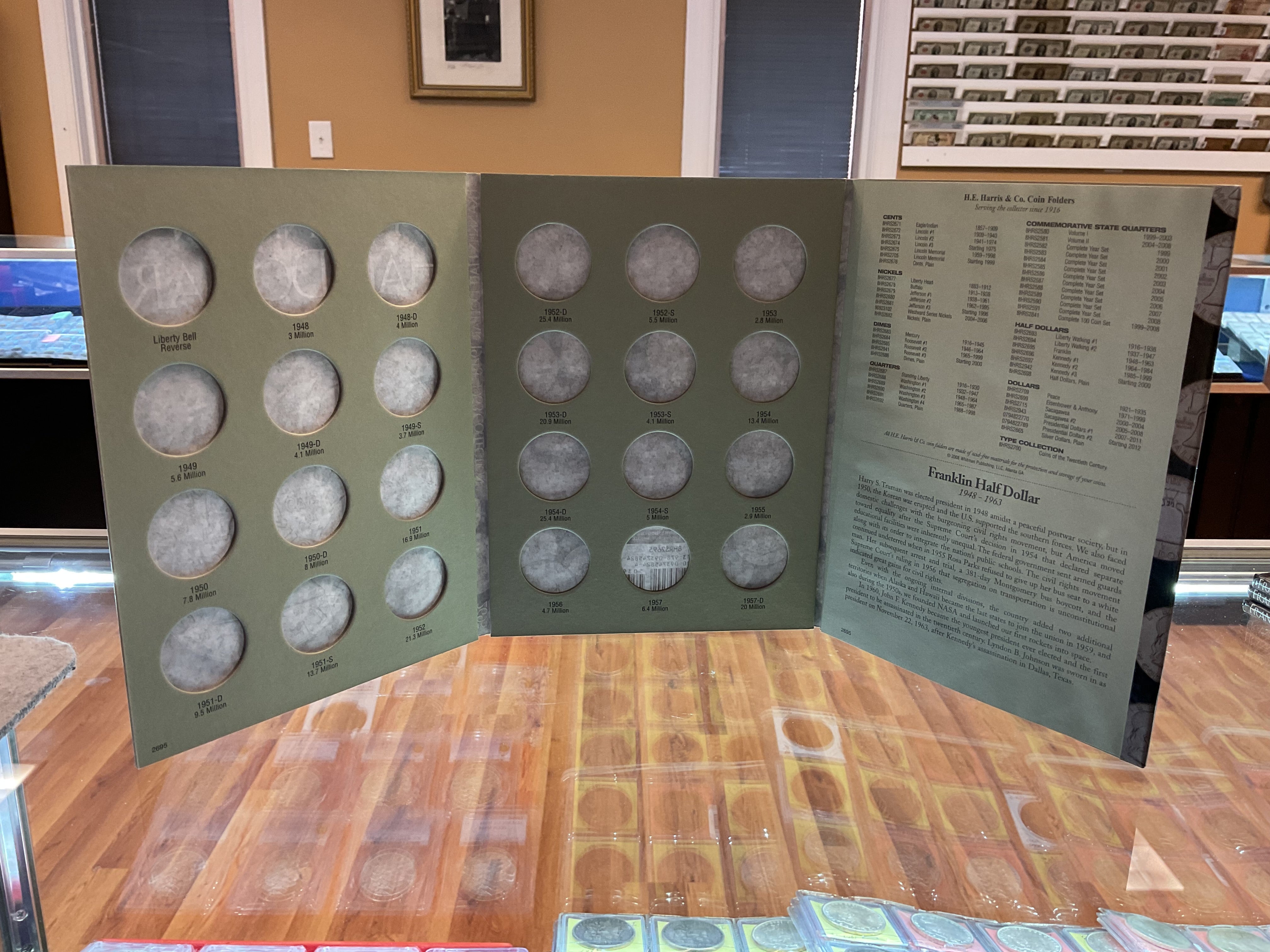 Franklin Half Dollar, Harris Coin Folder, Collections 1948-1963