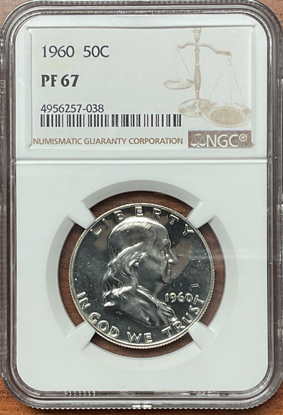 1960 Ben Franklin Half Dollar, NGC PF 67, Proof Uncirculated Coin, Store #GHR1811