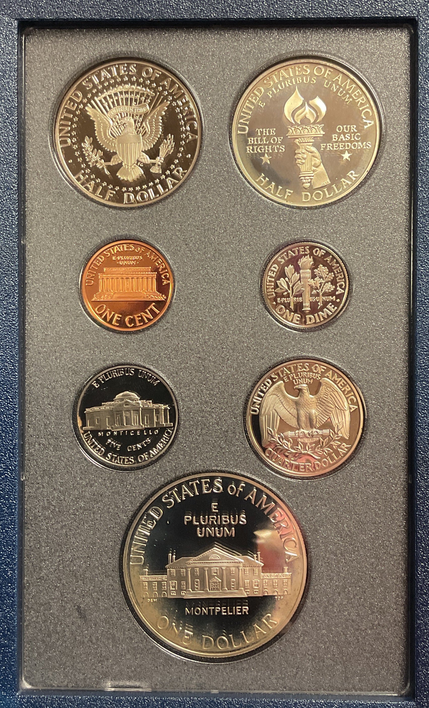 1993 U.S. Mint Prestige Set, The Bill of Rights Commemorative Coins. Store #PT011