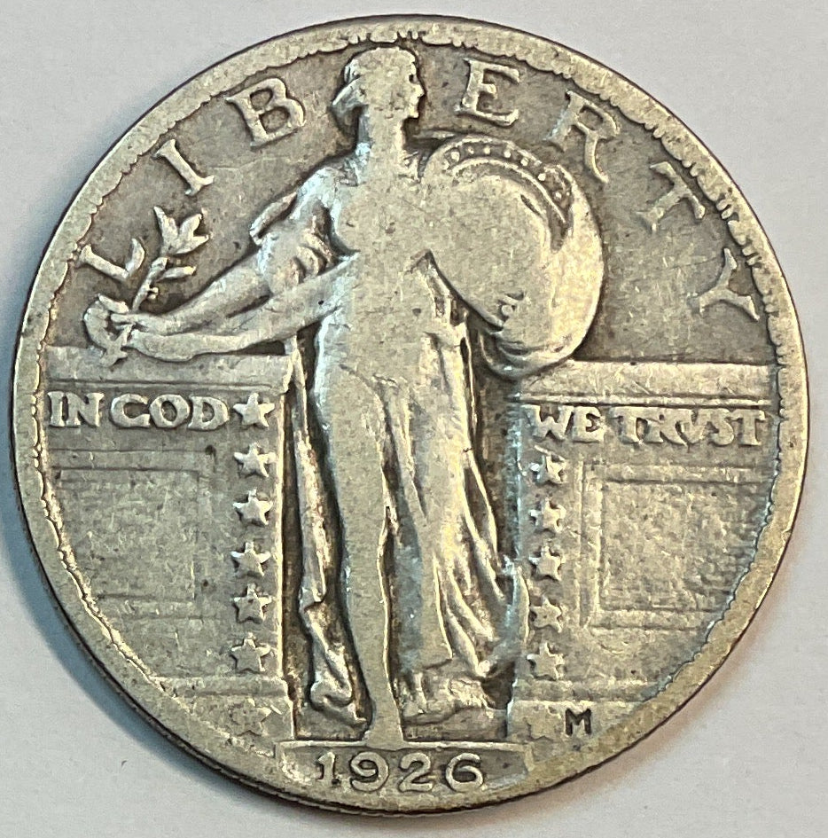 1926, Standing Liberty Quarter, Very Good Circulated Coin, Store #QR1169