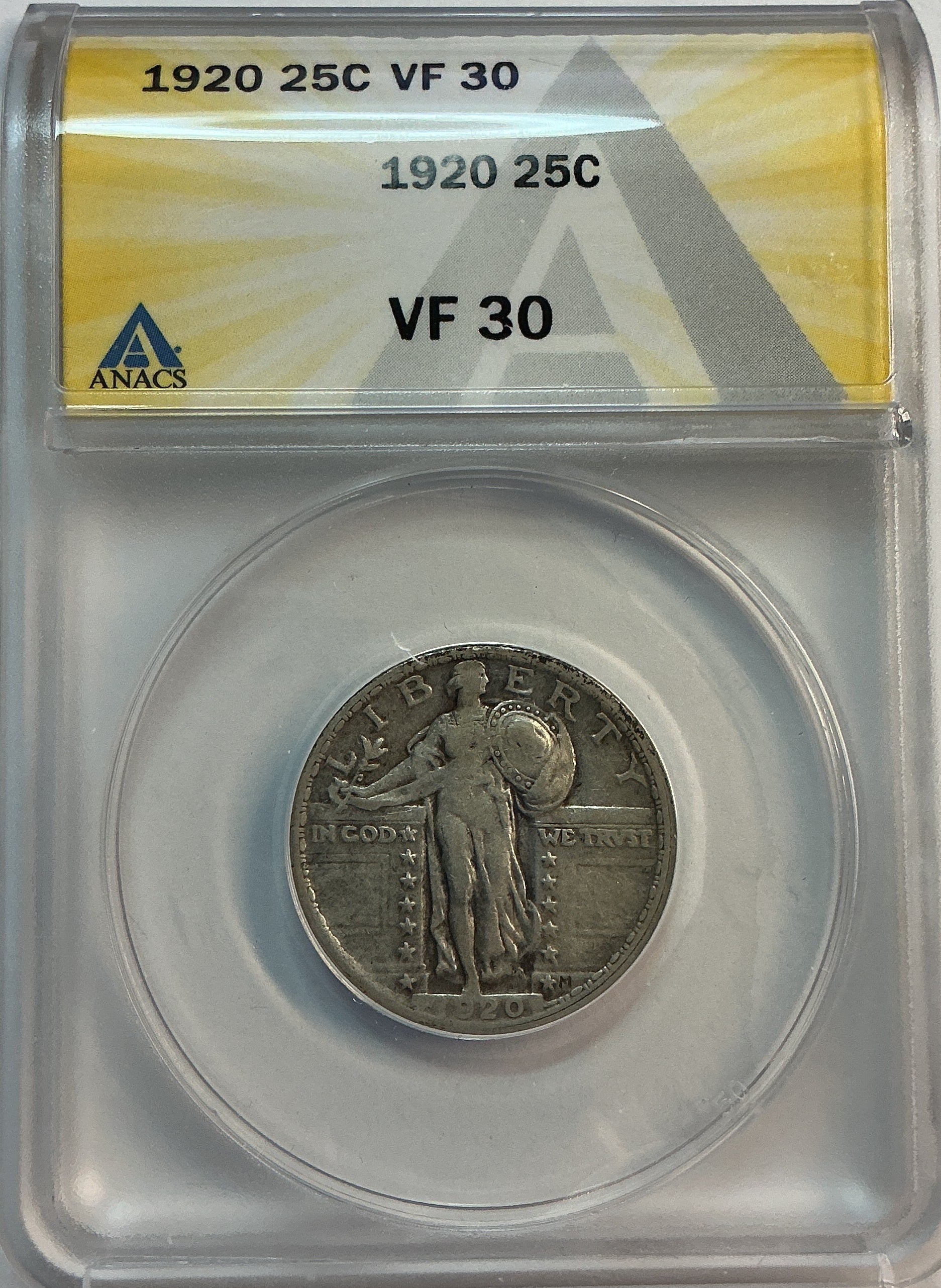 1920 Standing Liberty Quarter, ANACS VF-30, Store #QR1612
