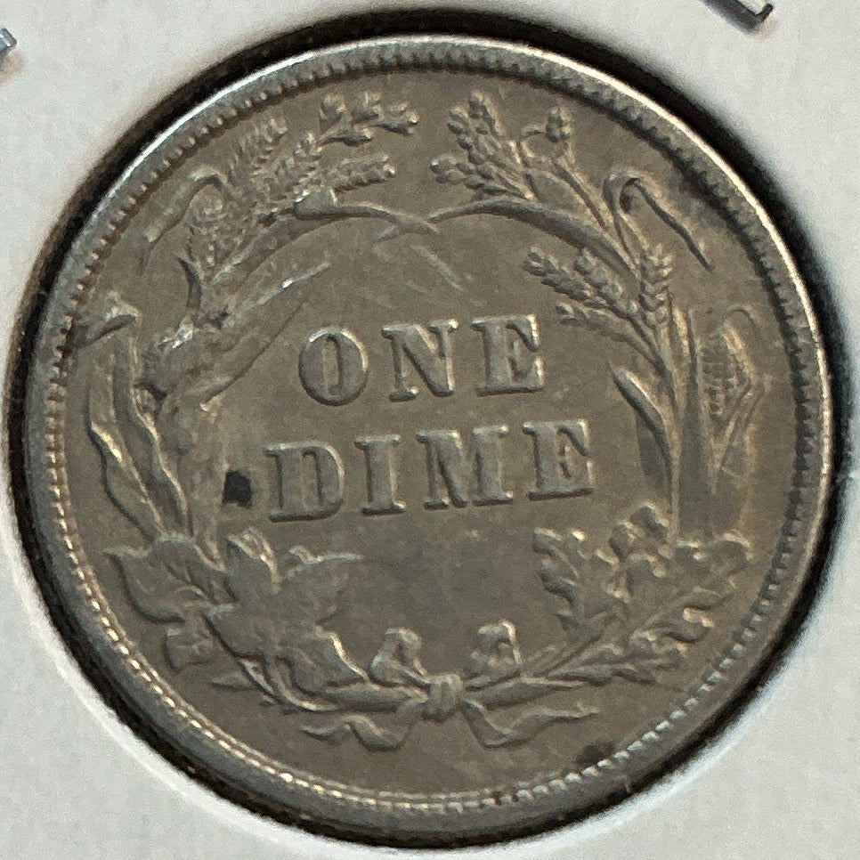 1892 Barber Silver Dime., Extra Fine Circulated Coin., Store #DE0943