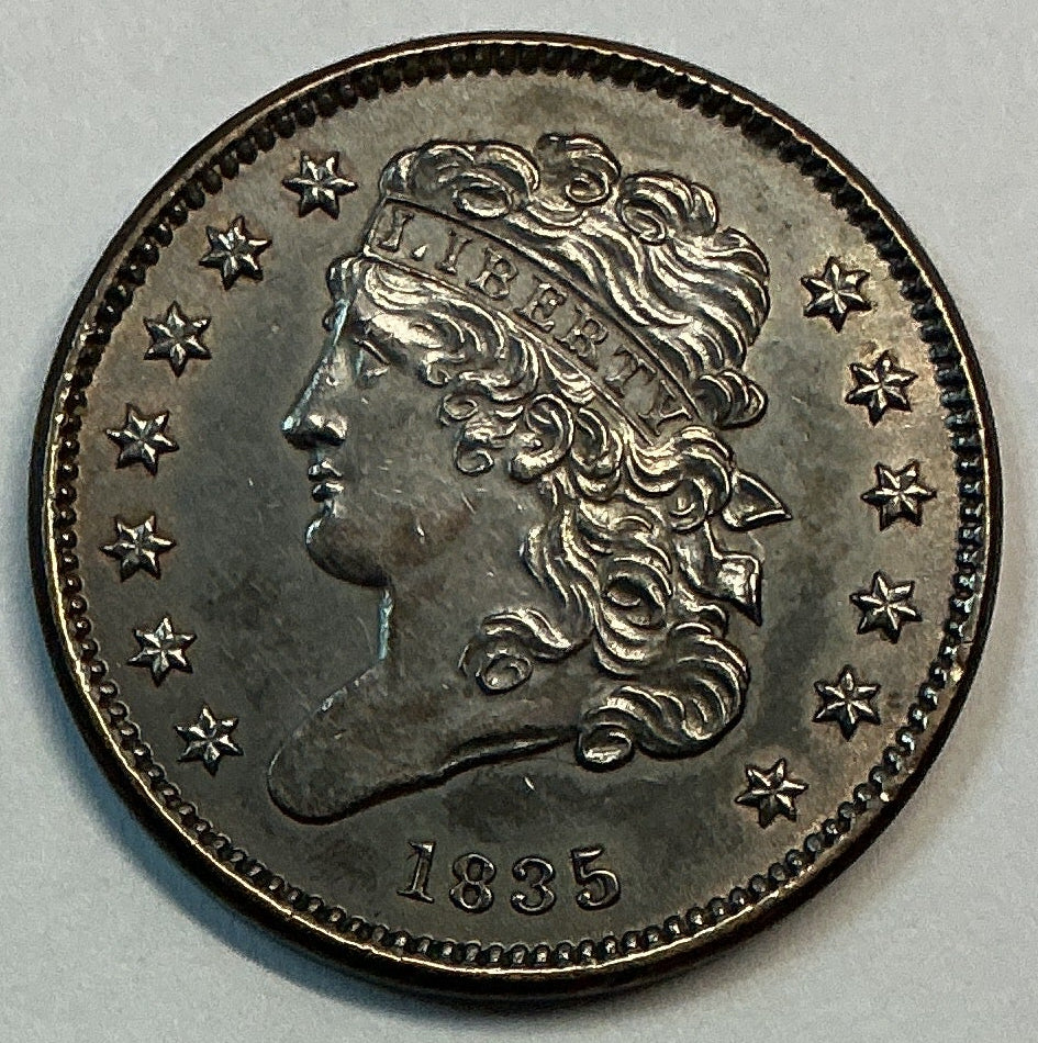 1835 Classic Head Half Cent, About Uncirculated+ Coin, Store #HT0034