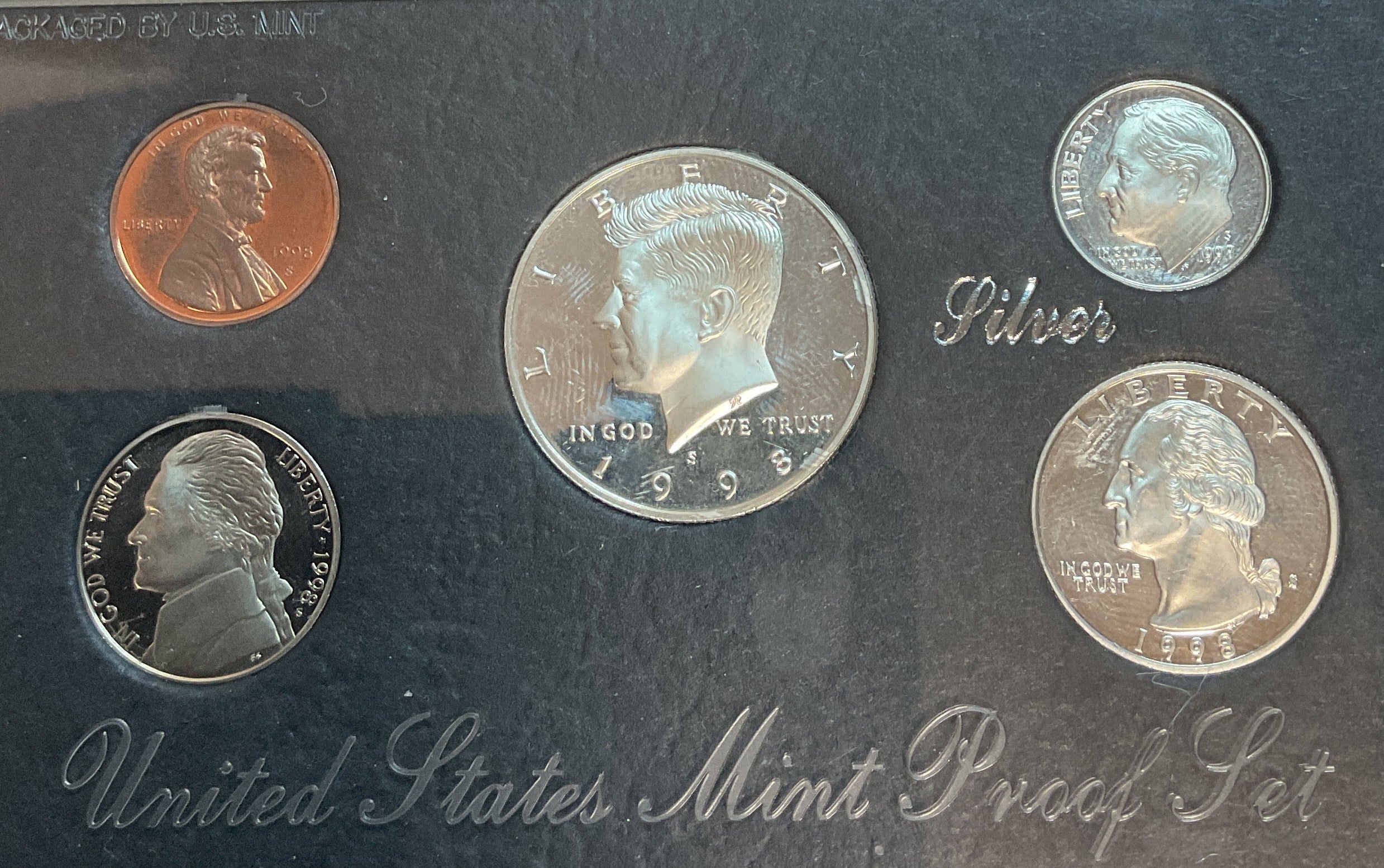 1998 5 Coin Silver Premier Silver Proof Set. U.S. Mint C.O.A, Store #PT034