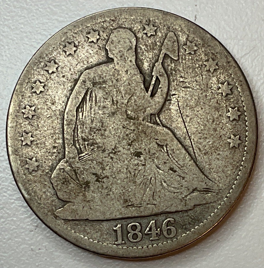 1846 Liberty Seated Half Dollar, Very Good Circulated Coin, Store #HR1909