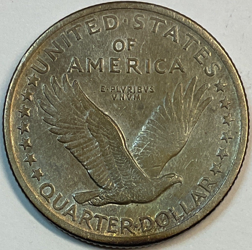 1917 T-1, Standing Liberty Silver Quarter, Mint State Uncirculated Coin, Store #QR1160