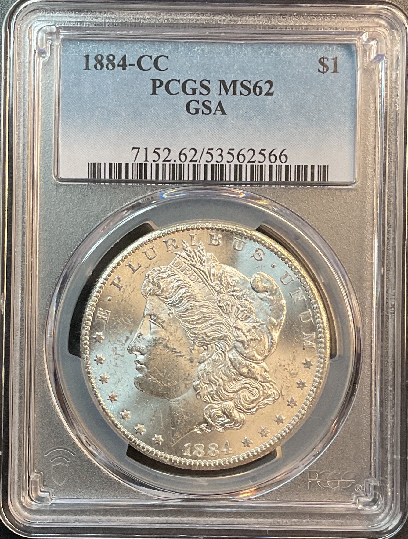 1884-CC Morgan Silver Dollar, PCGS Certified and Graded MS-62, Store SALE #GDR0360