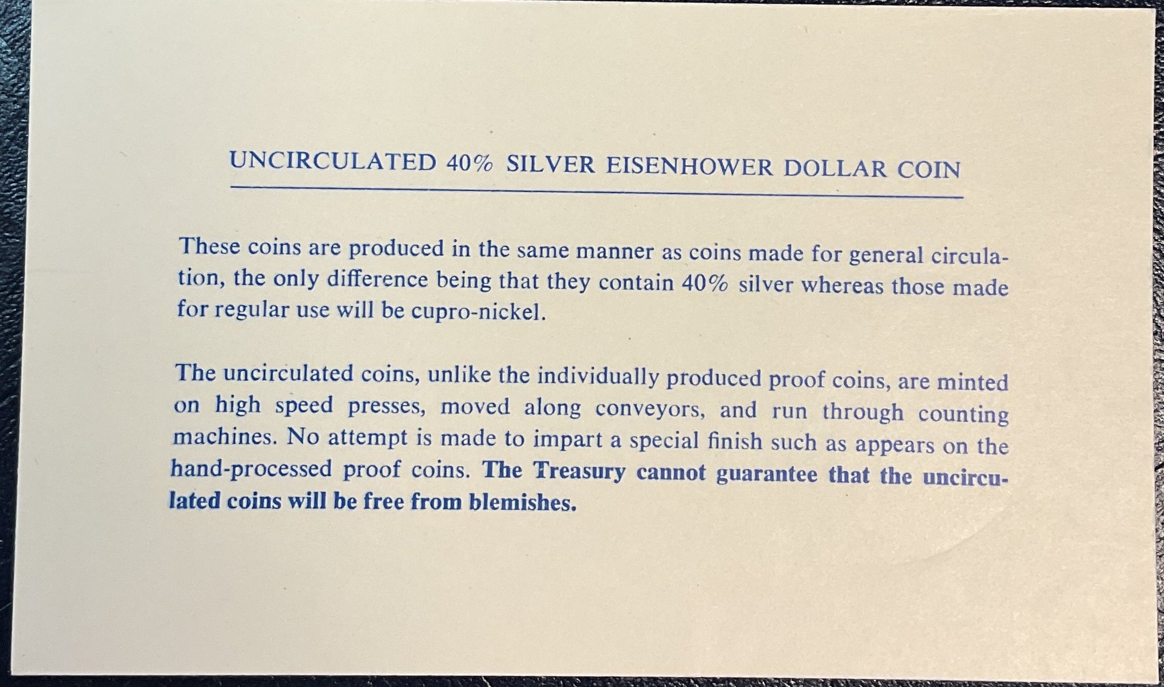 1974 Eisenhower Uncirculated Silver Dollar. Store #PT053