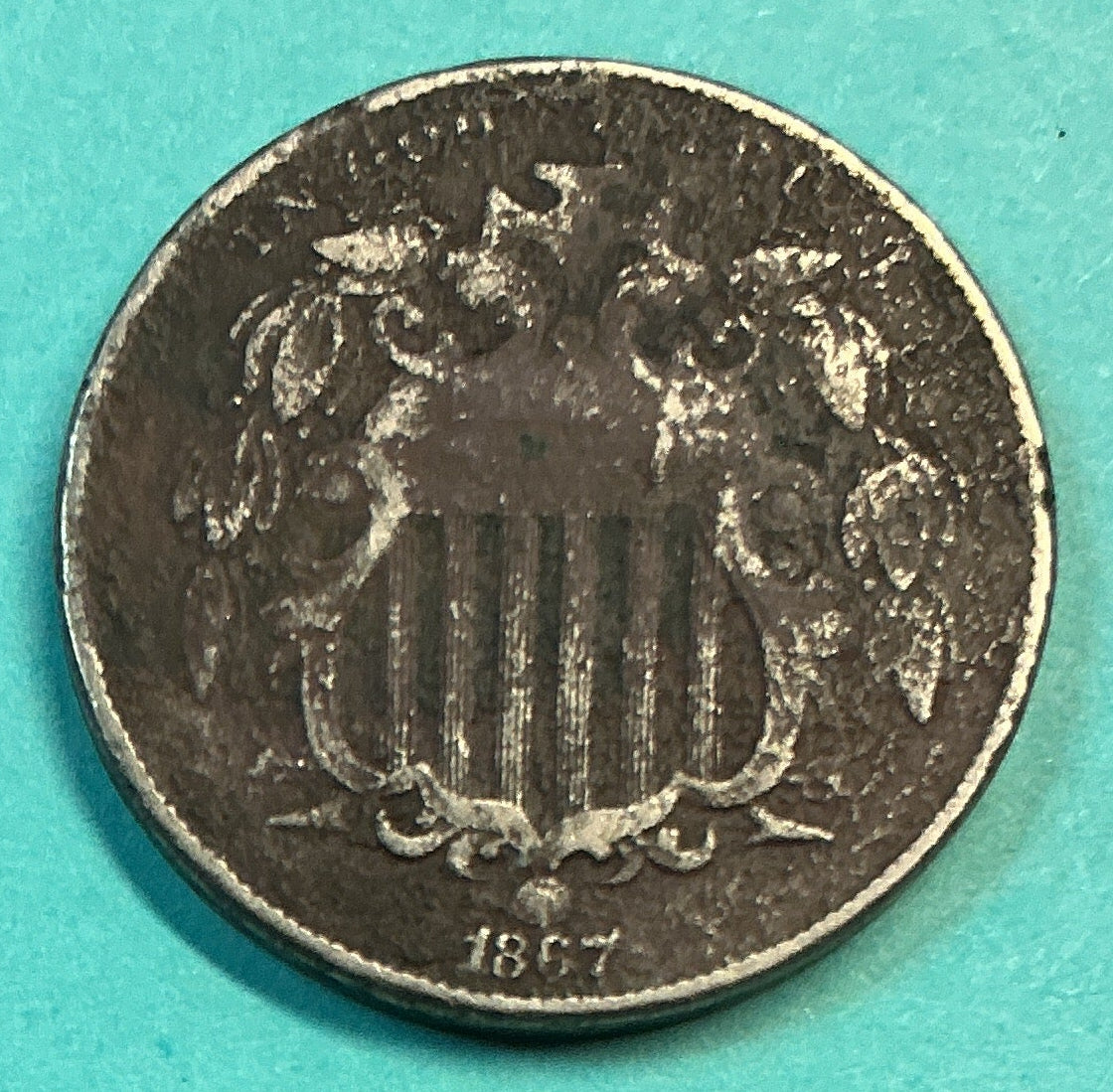 1867 Shield Nickel, Extra Fine+ Circulated Coin, Store #NL0100