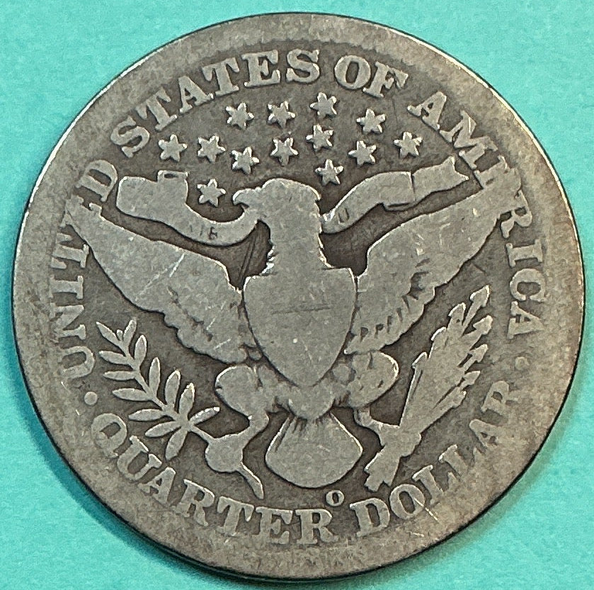 1909-O Barber Quarter., About Good Circulated Details., Store#QR1303