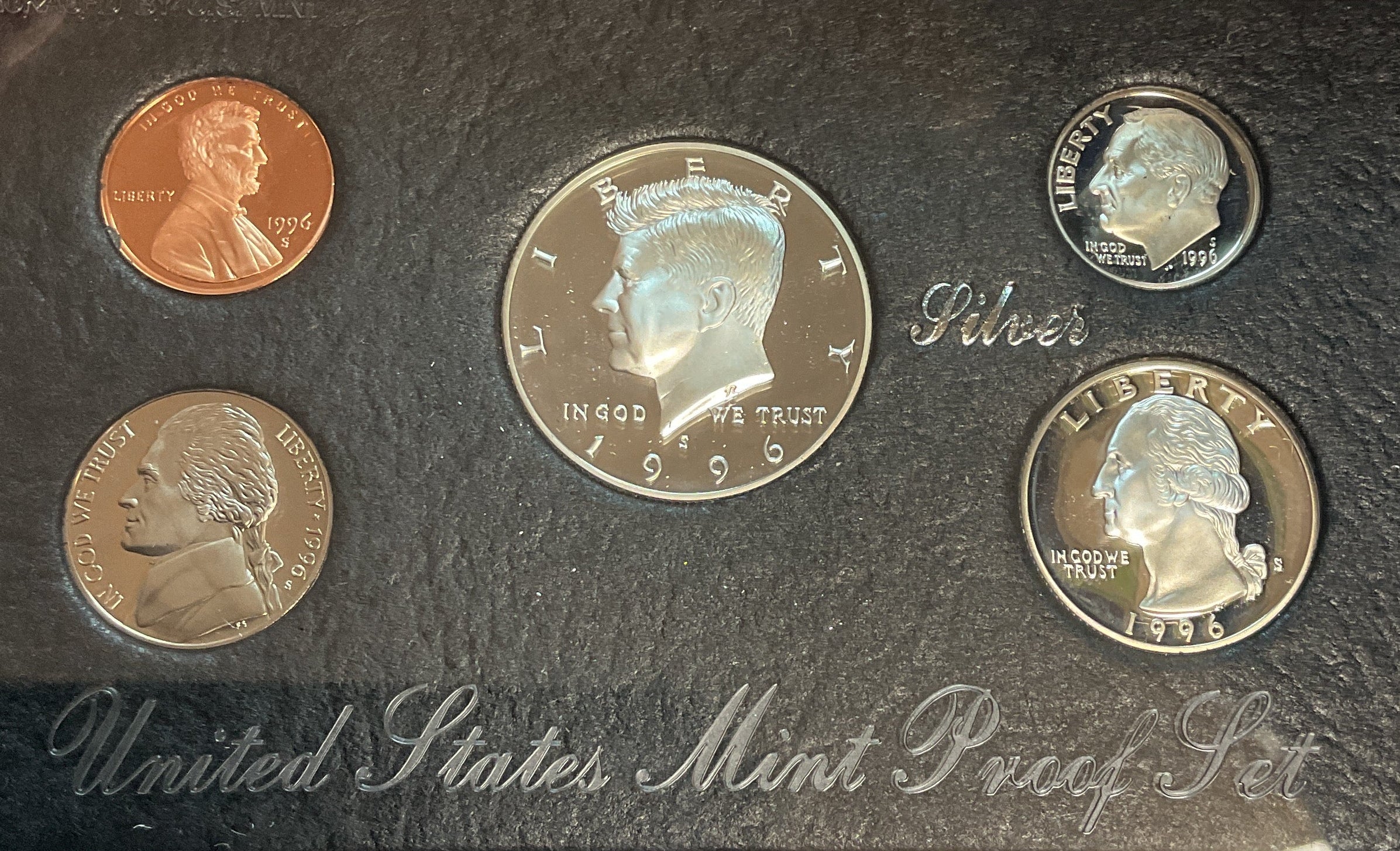 1996 5 Coin Silver Premier Silver Proof Set. U.S. Mint C.O.A, Store #PT035