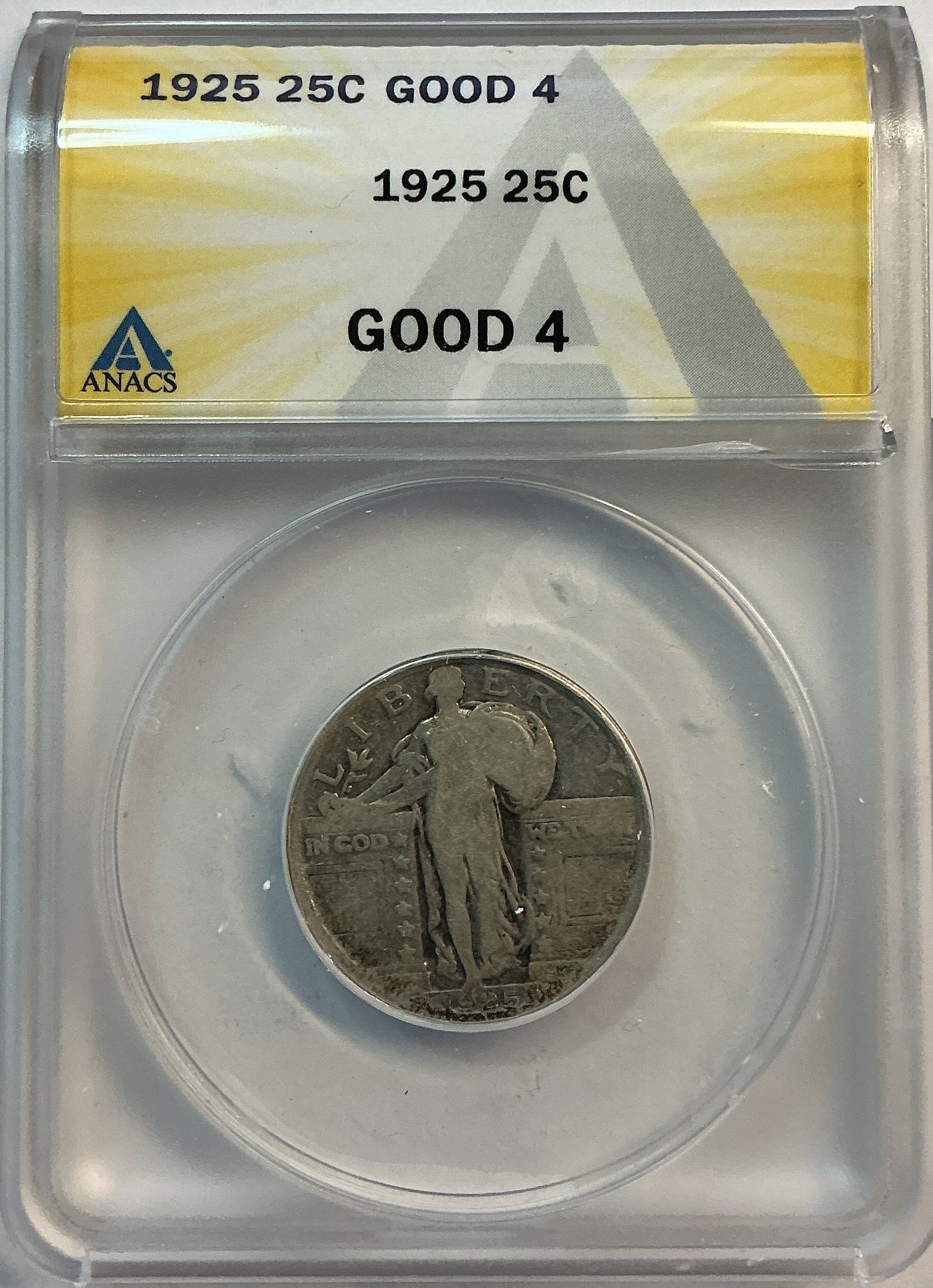 1925 Standing Liberty Quarter, ANACS Good 4, Store #QR1622
