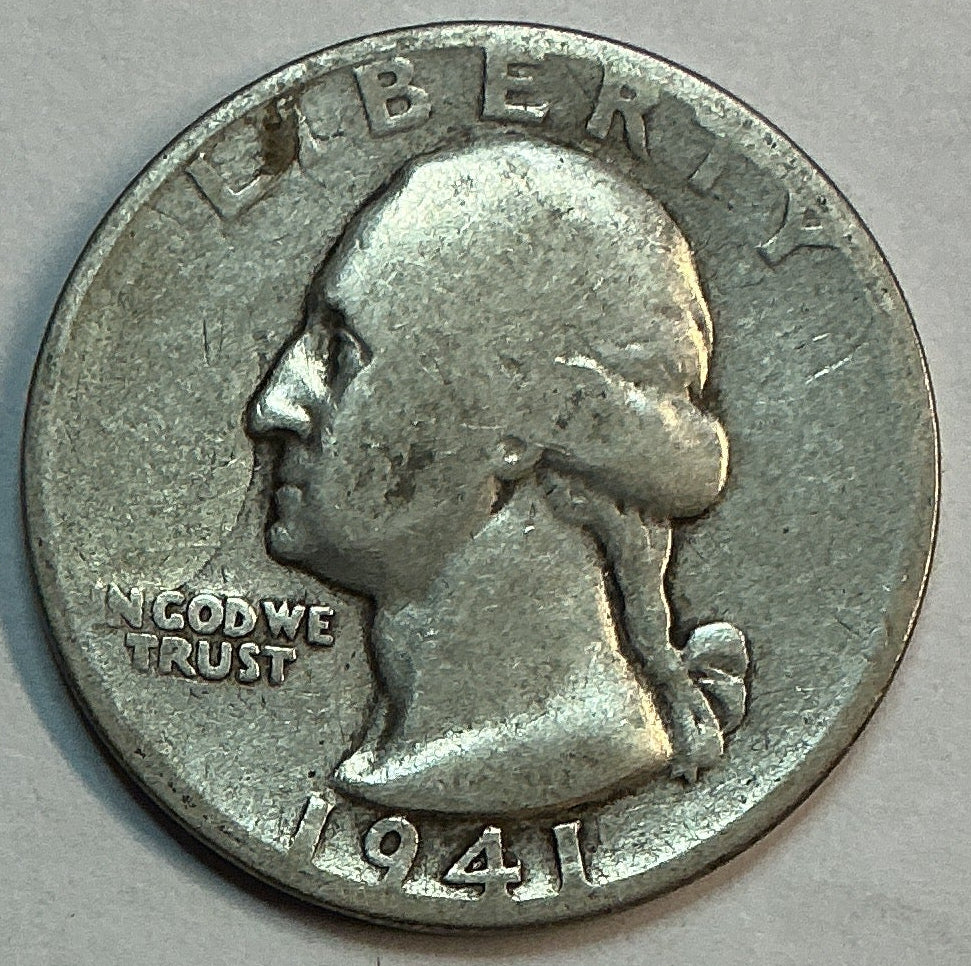 1941-S Washington Silver Quarter, Affordable Circulated Collectible Coin. Sale #QR1694