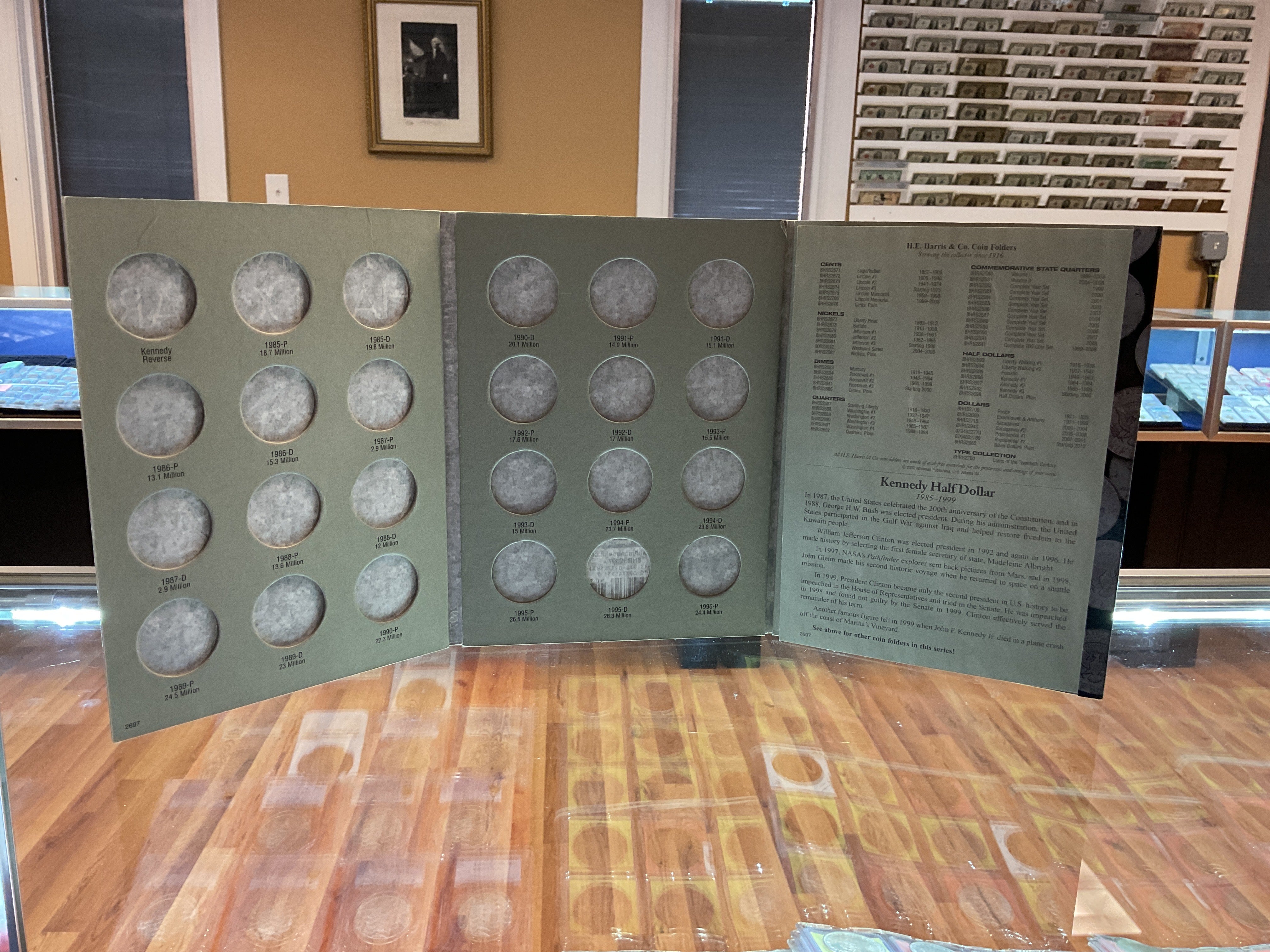 Kennedy Half Dollar, Harris Coin Folder, Collections 1985-1999