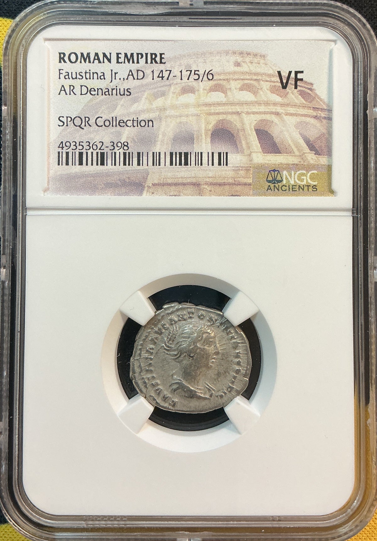 Ancient Coinage, VF, Roman Empire, Faustina Jr., AD 147-175/6, Store #AT0044