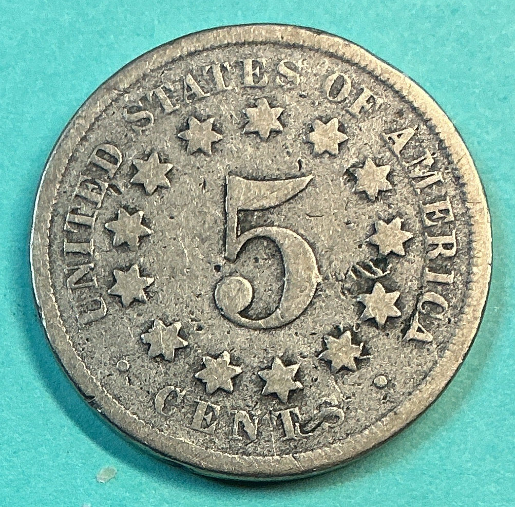 1867 Shield Nickel, Extra Fine Circulated Coin, Store #NL099