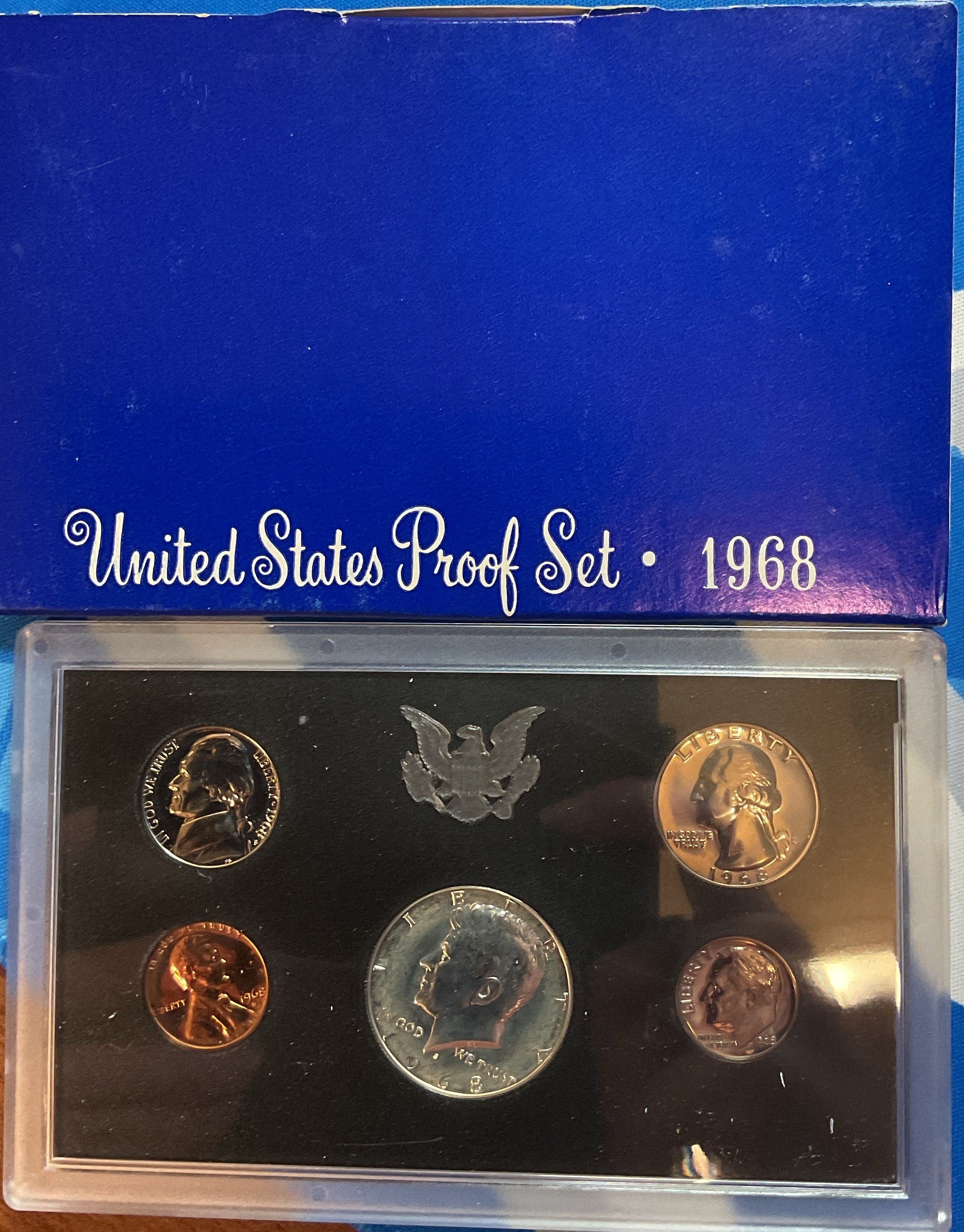 1968 Proof Set, 5 Coin Proof Set, Encased in Original Government Packaging.