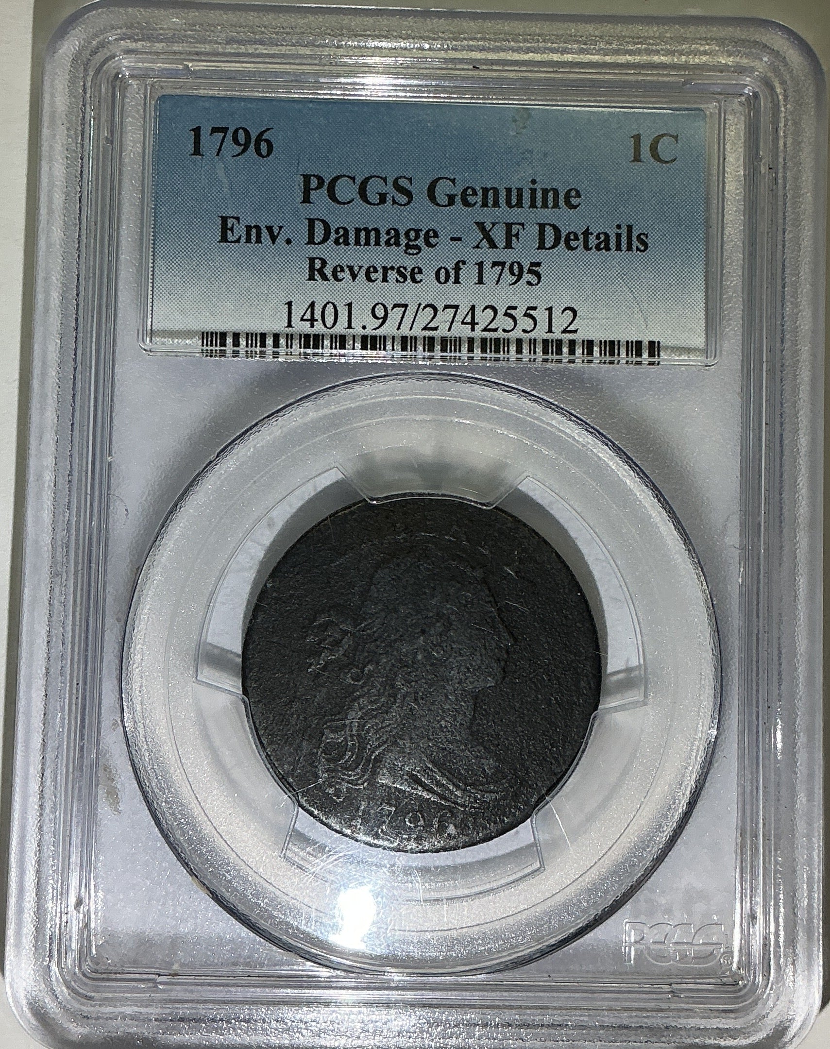 1796 reverse 1795, Draped Bust Large Cent, PCGS XF Details, Store #CT1435