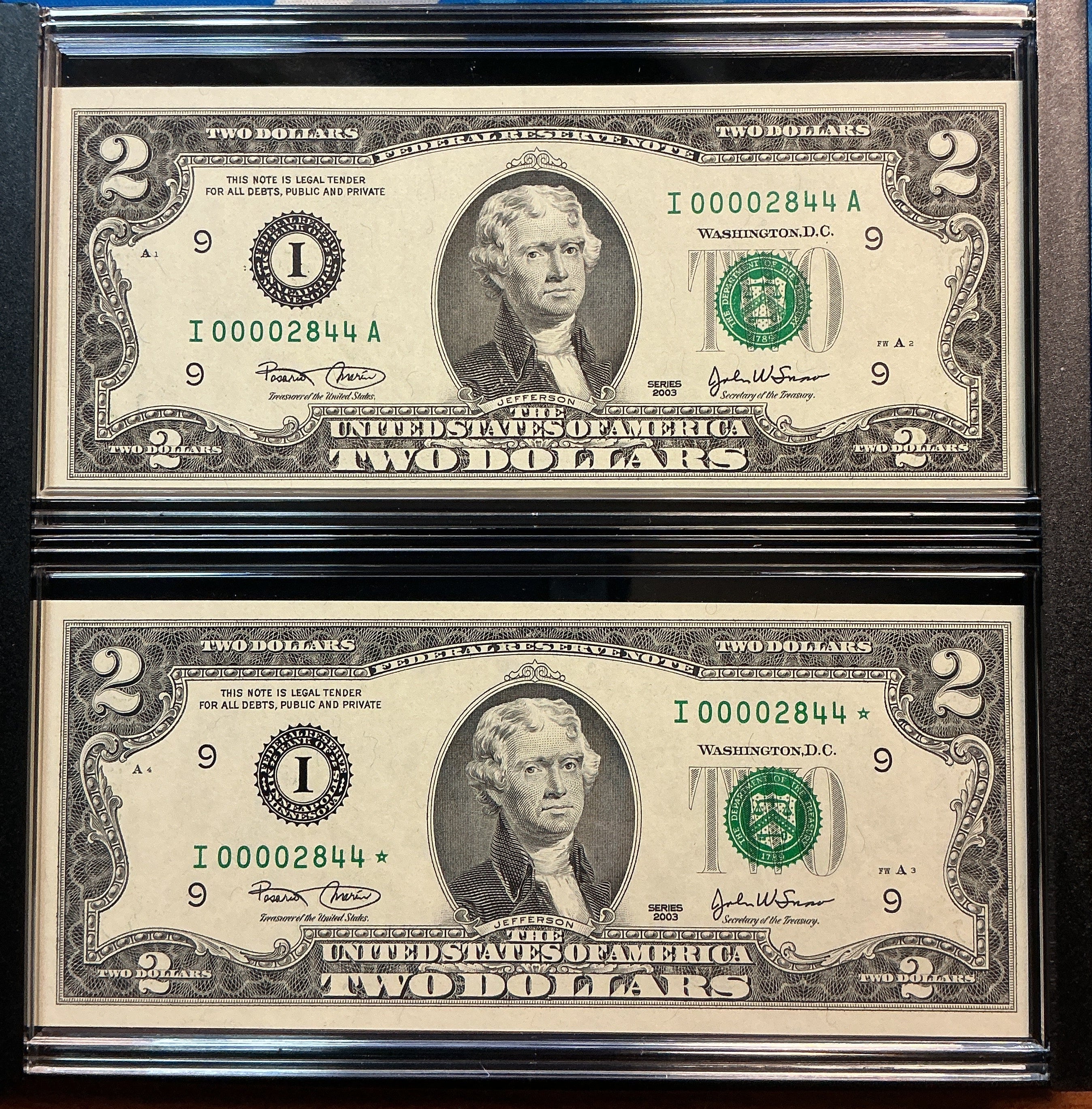 2003 $2 Evolutions Series, $2 Minneapolis Set, Dept of Treasury-BEP, #FRN014