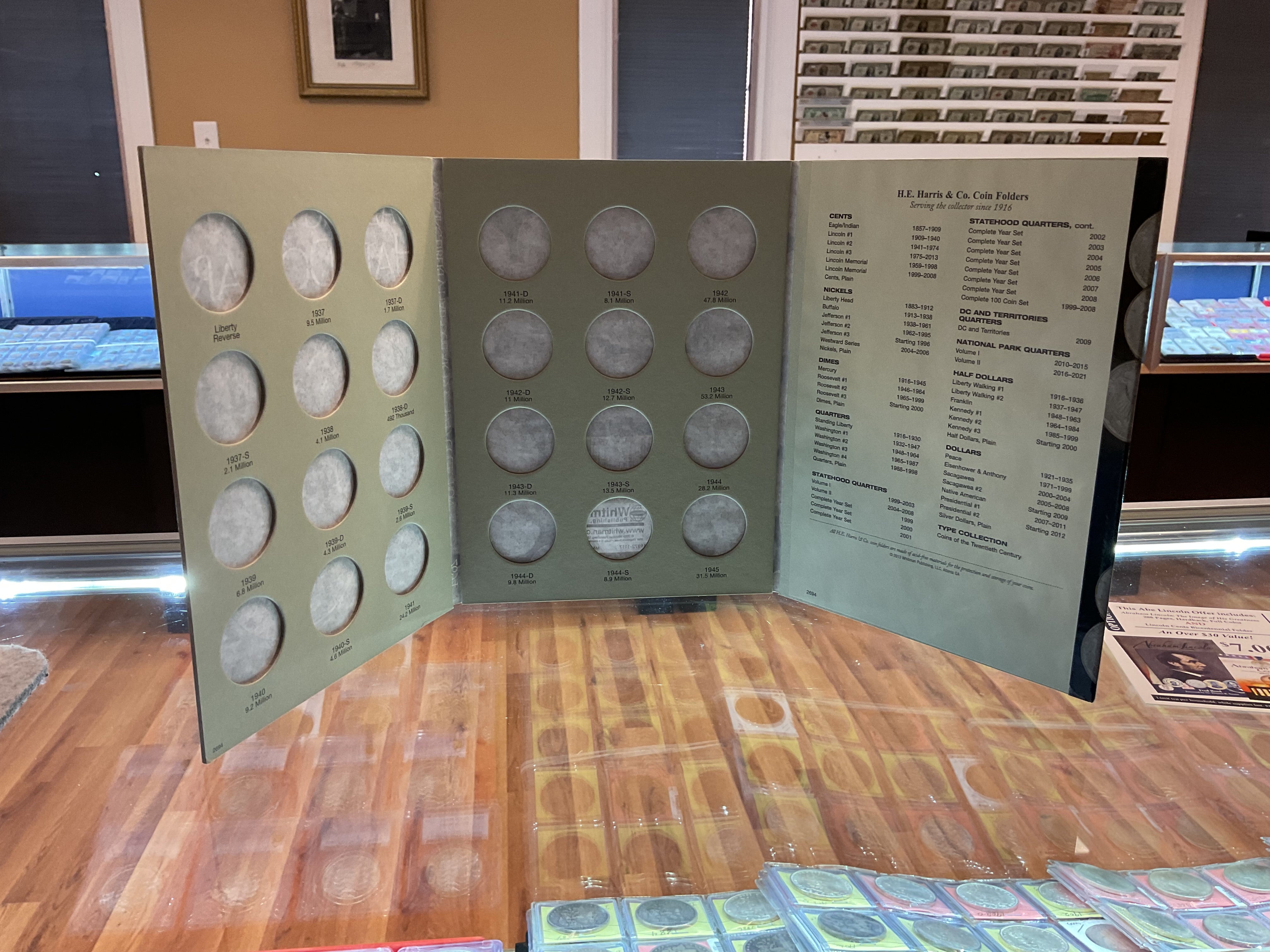 Walking Liberty Half Dollar, Harris Coin Folder, Collections 1937-1947