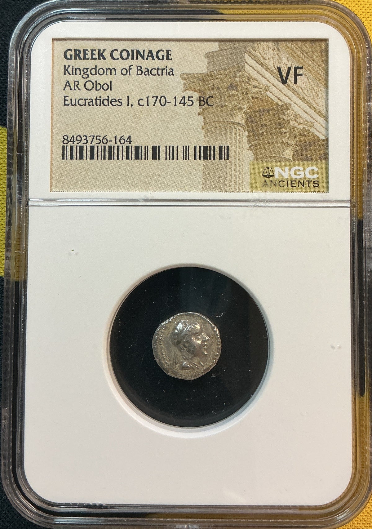 Ancient Coinage, VF, Greek Coinage, Kingdom of Bactria, AR Obol, c170-145 BC, Store #AT0014