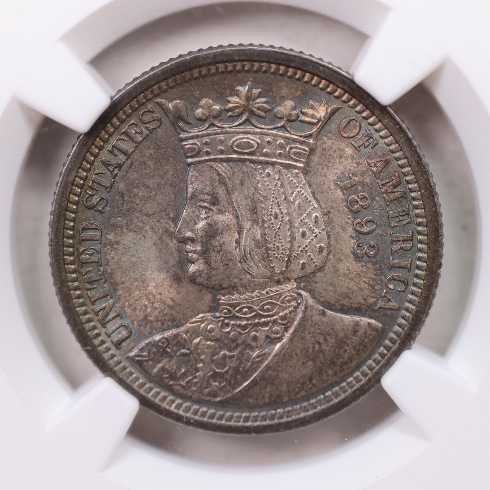 1893 Isabella Silver Quarter Commemorative, NGC MS-66, TONED, Store #G