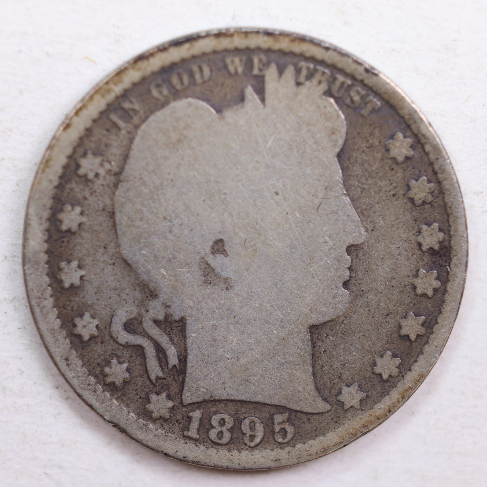 1895 Barber Quarter, Good Collectible Circulated Coin, Store Sale #QR616.