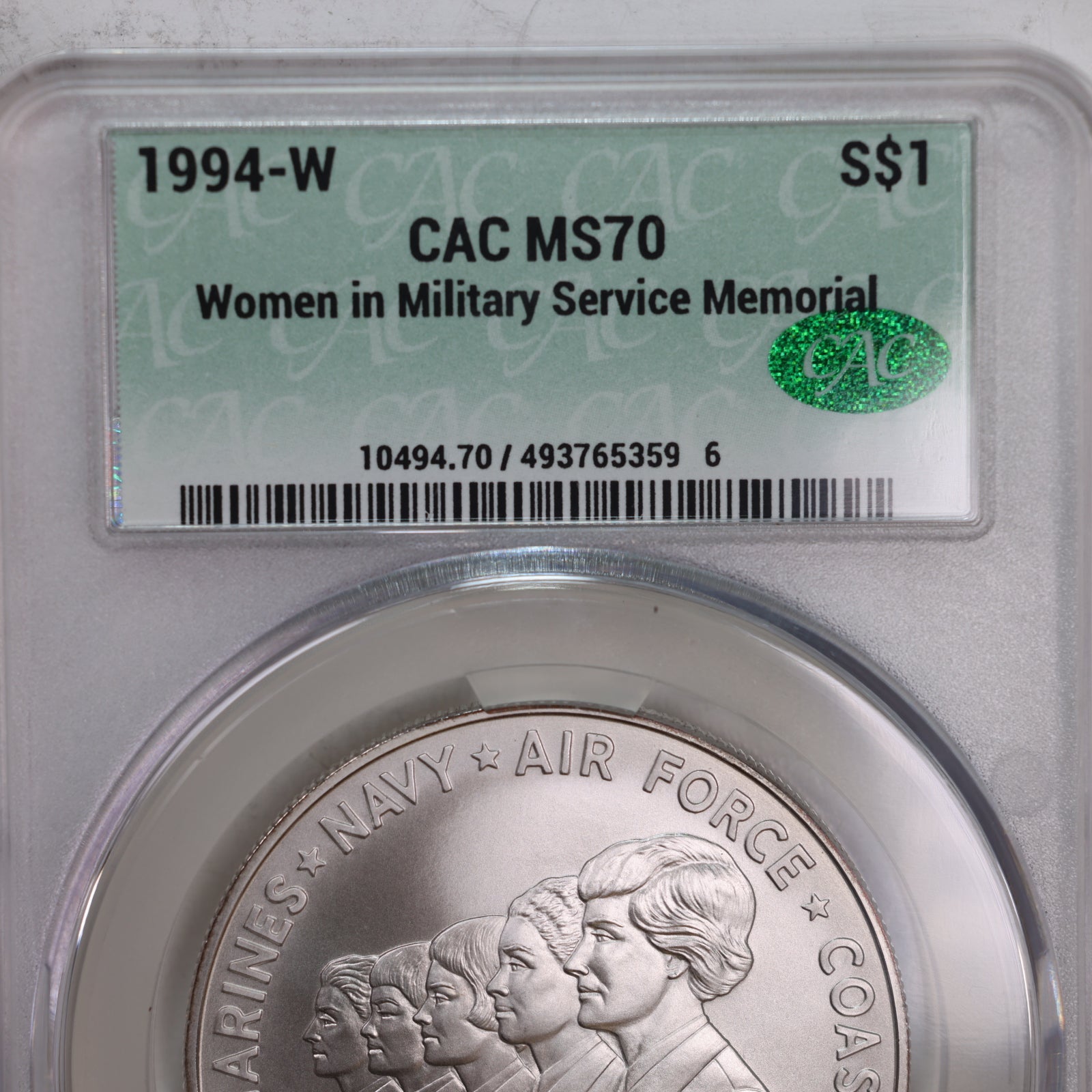 1994-W Women in Military Silver Commemorative, CAC MS70, Store GMC026