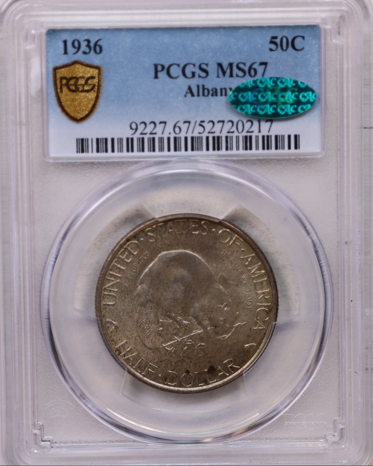 1936 Albany Silver Commemorative Half Dollar, PCGS MS-67, CAC, #GEC0063.