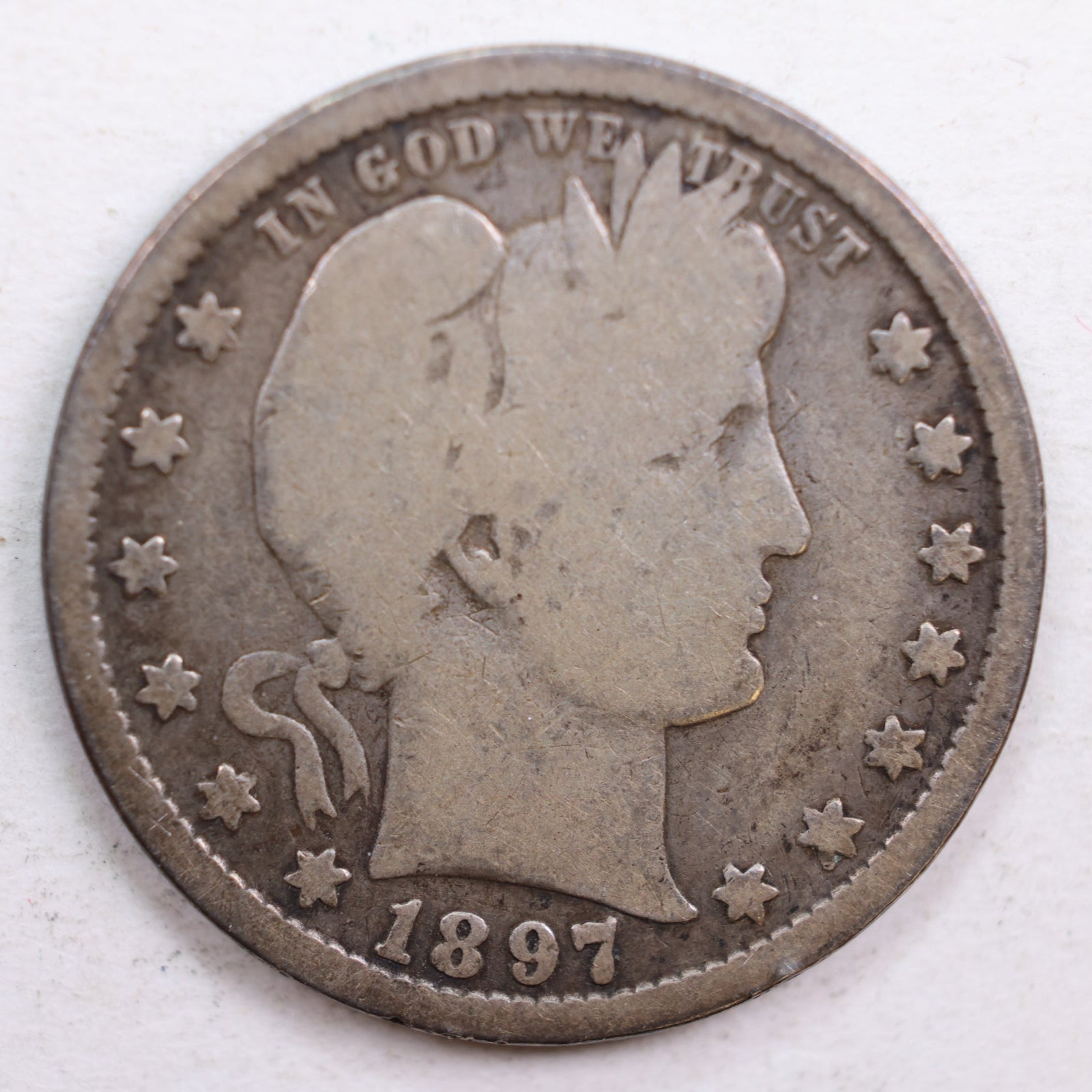 1897-S Barber Quarter, Very Good Circulated Coin, Store #QR633