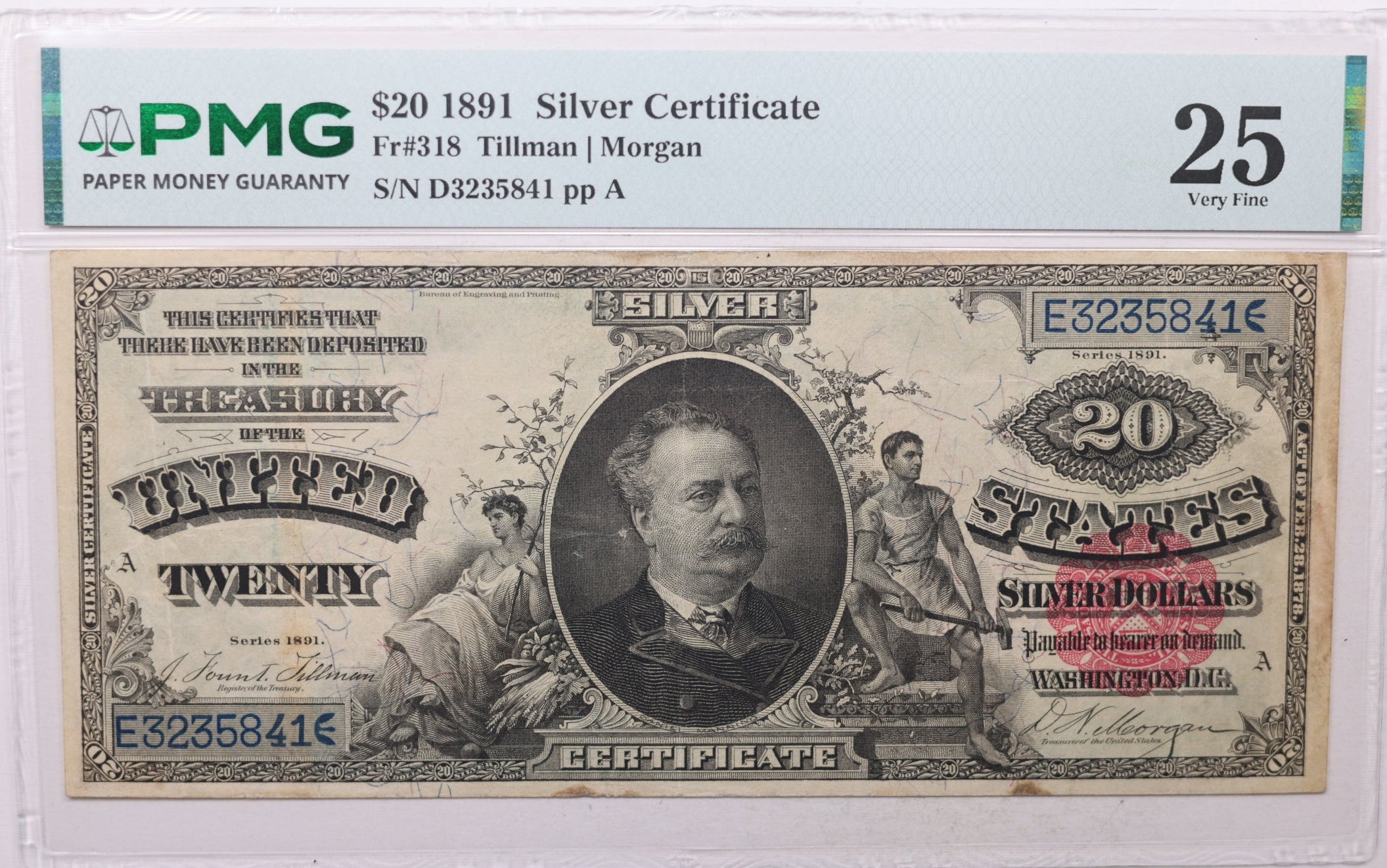 1891 $20, Large Size Silver Certificate, Fr#318, PMG VF-25, Store Sale #GLSC007.