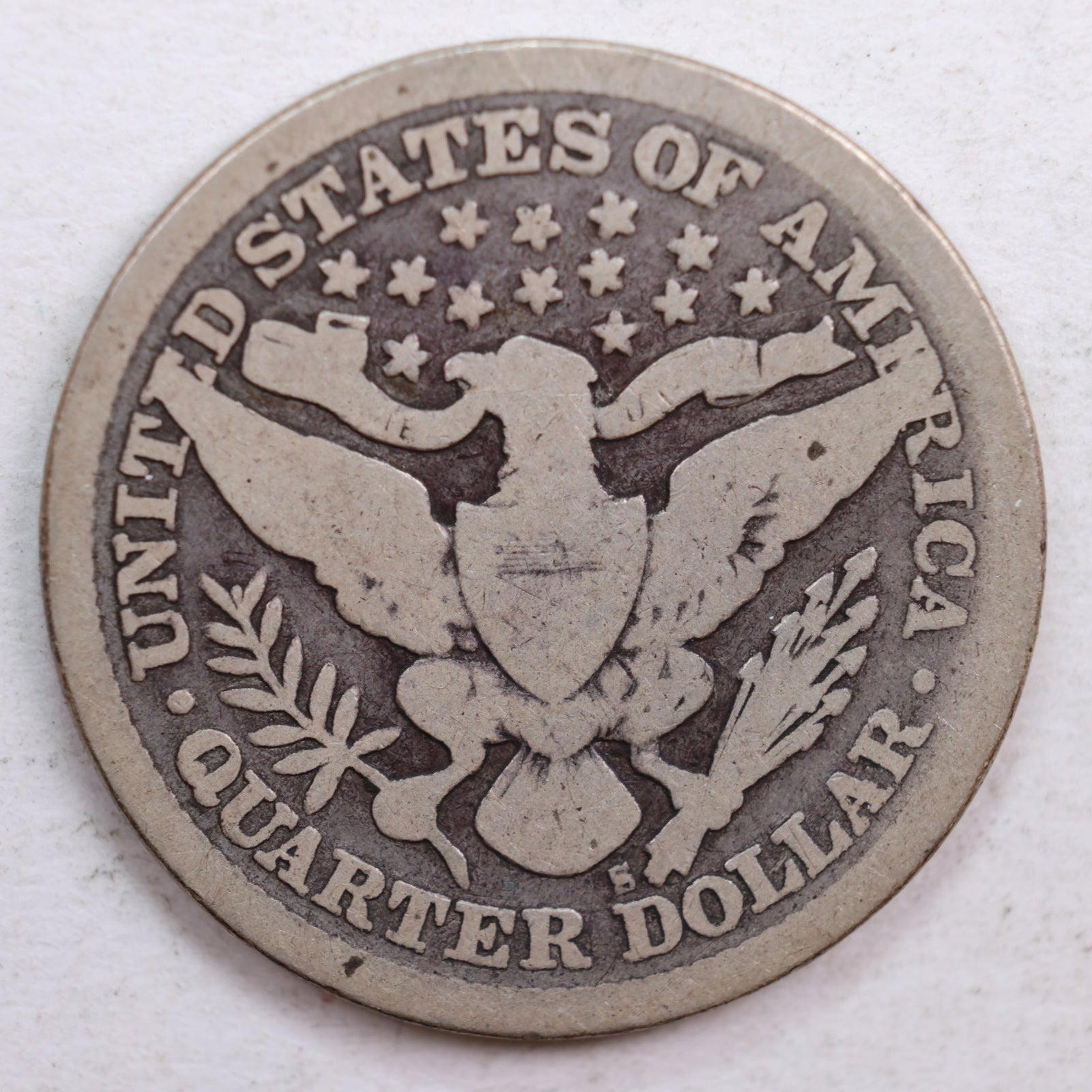1897-S Barber Quarter, Good Plus, Better Date Circulated Coin, Store #QR649