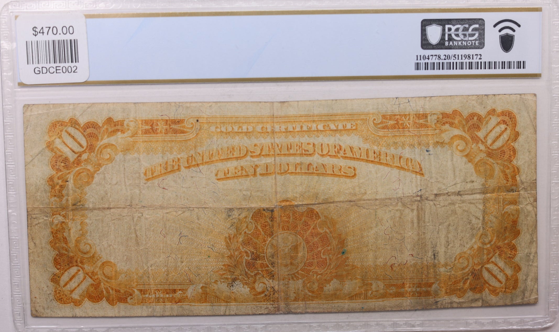 1907 $10 Gold Certificate, PCGS Graded VF-20, Fr# 1167, Store Sale #GCE016.